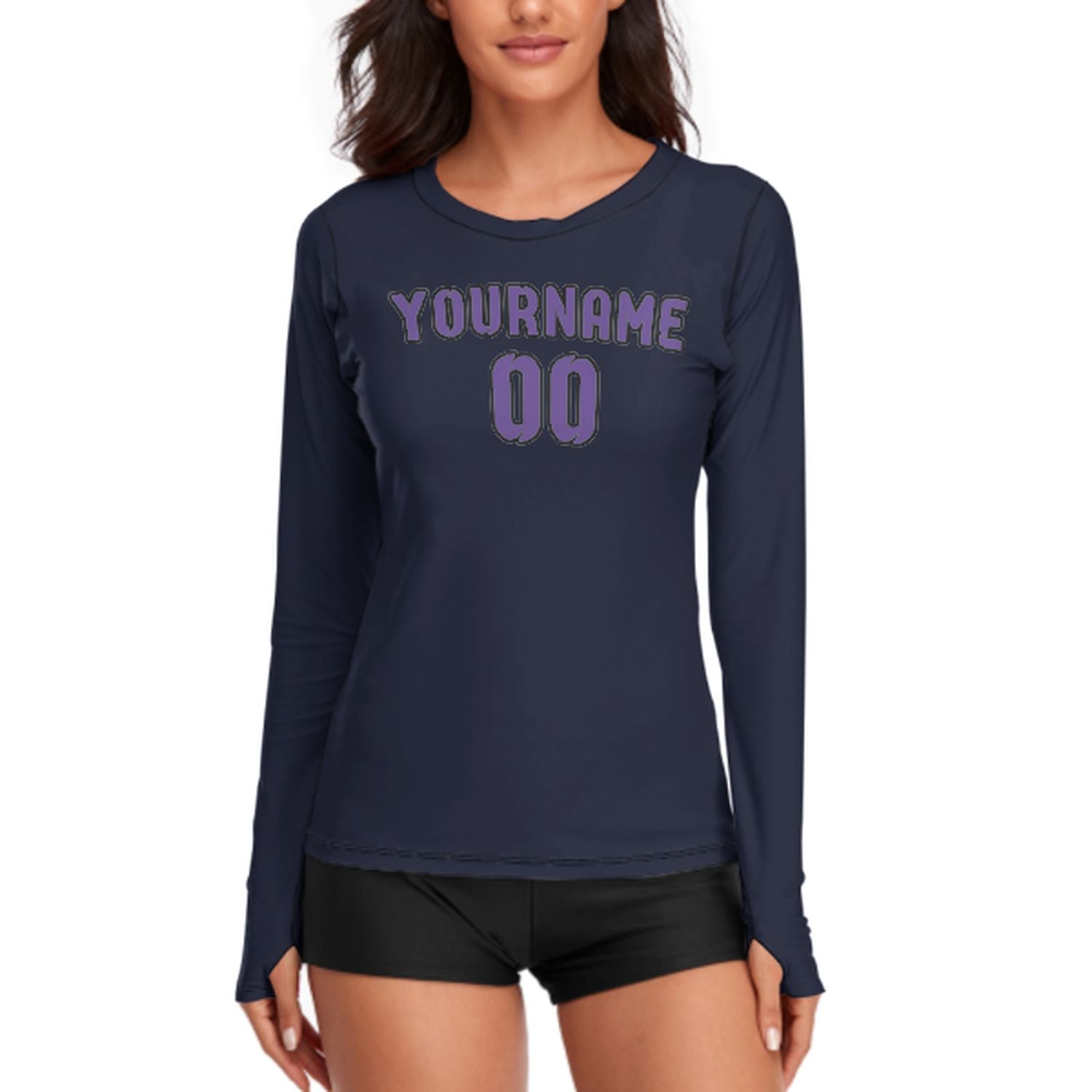 Maßgeschneidertes Stahlblau Lavendel Damen Langarmshirt