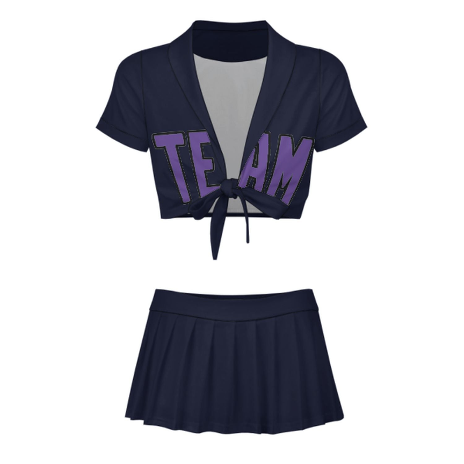 Maßgeschneidertes Stahlblau Lavendel Cheerleader Outfit Set