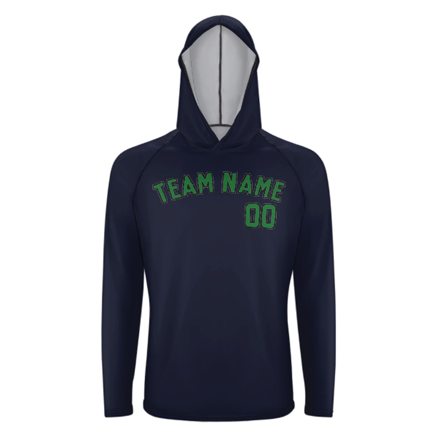 Maßgeschneidertes Stahlblau Smaragdgrün UV-Hoodie