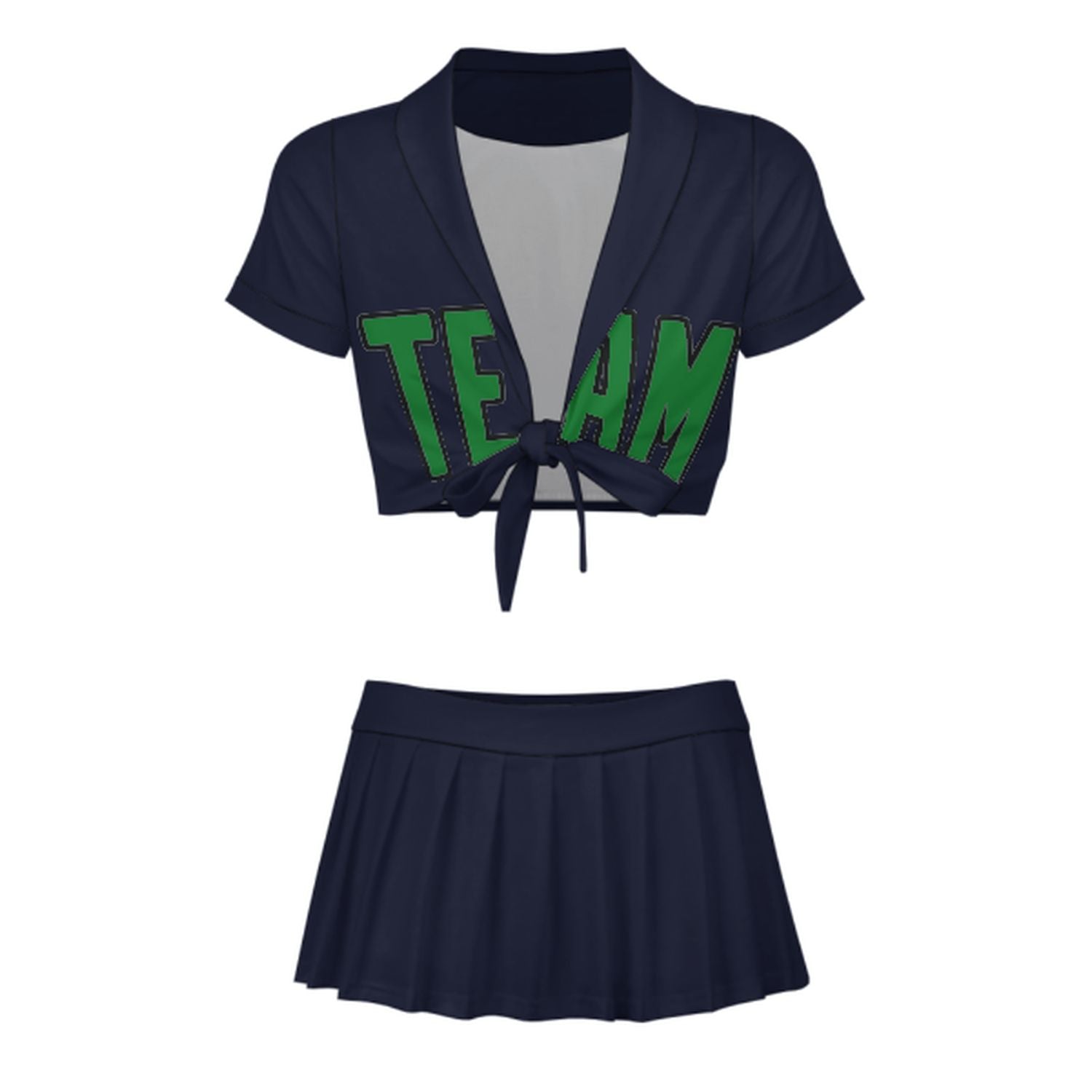 Maßgeschneidertes Stahlblau Smaragdgrün Cheerleader Outfit Set