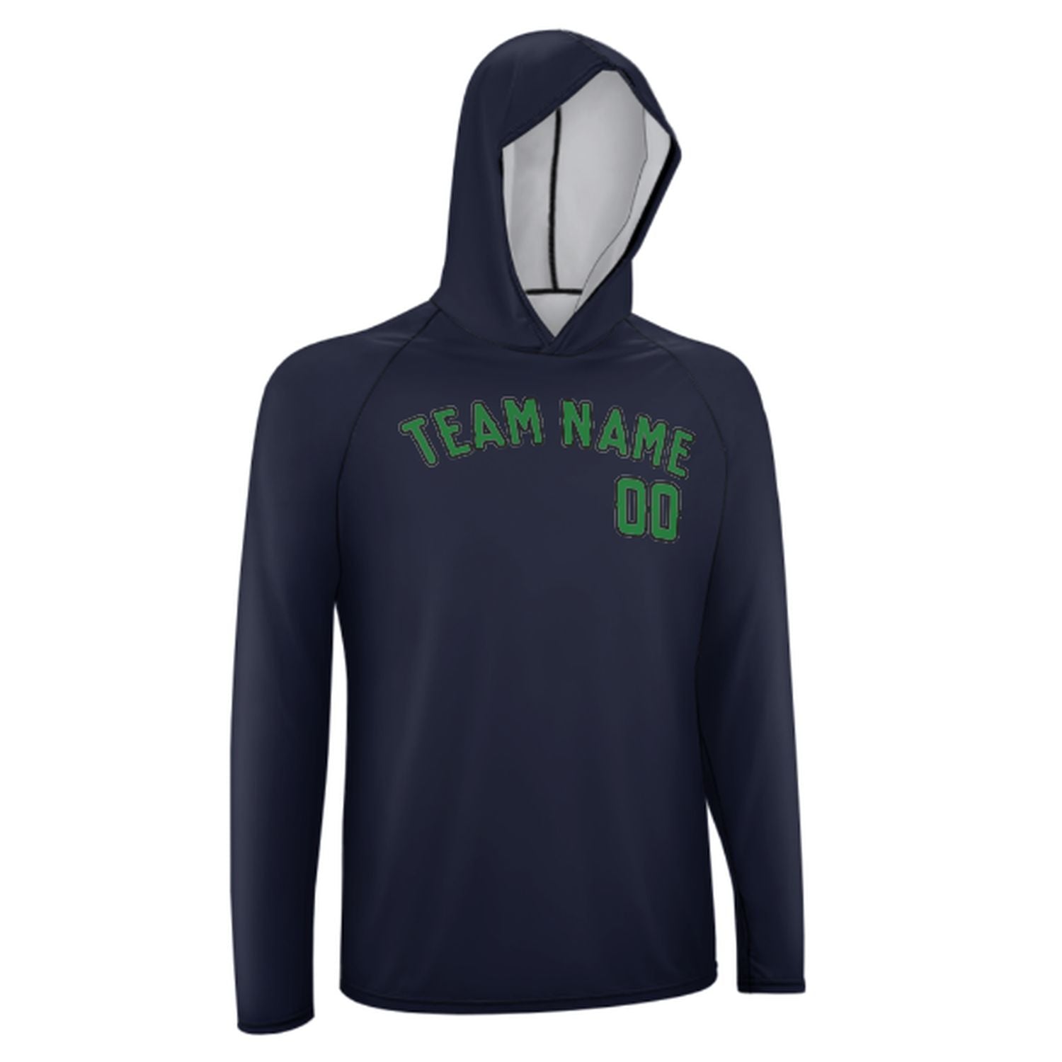 Maßgeschneidertes Stahlblau Smaragdgrün UV-Hoodie