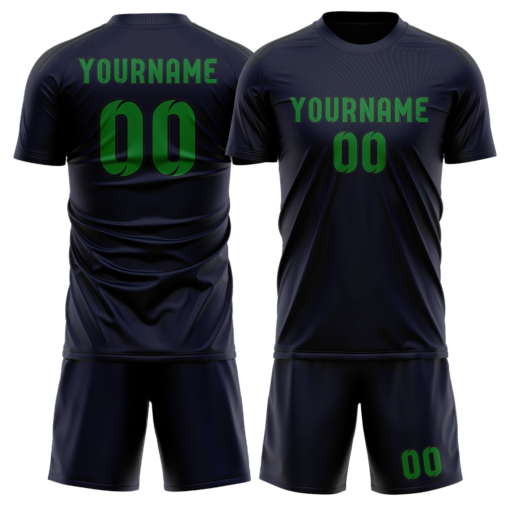 Maßgeschneidertes Professionelles Stahlblau Smaragdgrün Fußballtrikot-Set