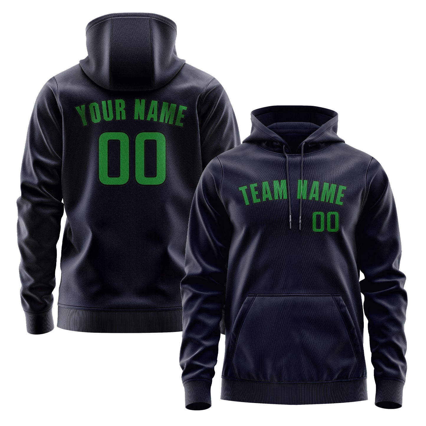 Maßgeschneidertes Stahlblau Smaragdgrün Hoodie
