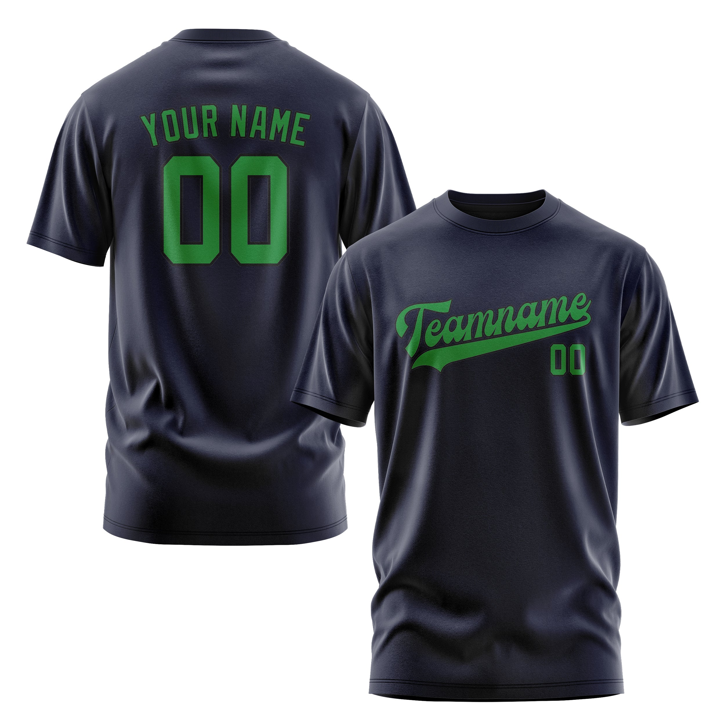Maßgeschneidertes Stahlblau Smaragdgrün T-Shirt