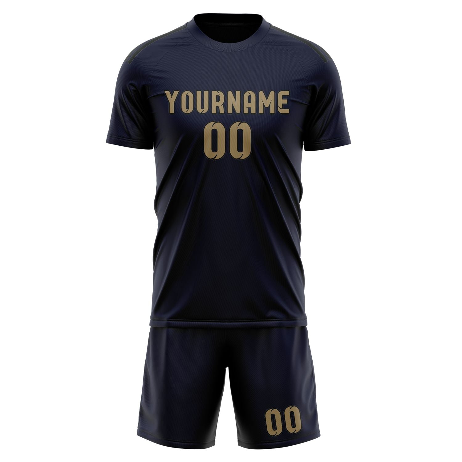 Maßgeschneidertes Professionelles Stahlblau Hellkhaki Fußballtrikot-Set