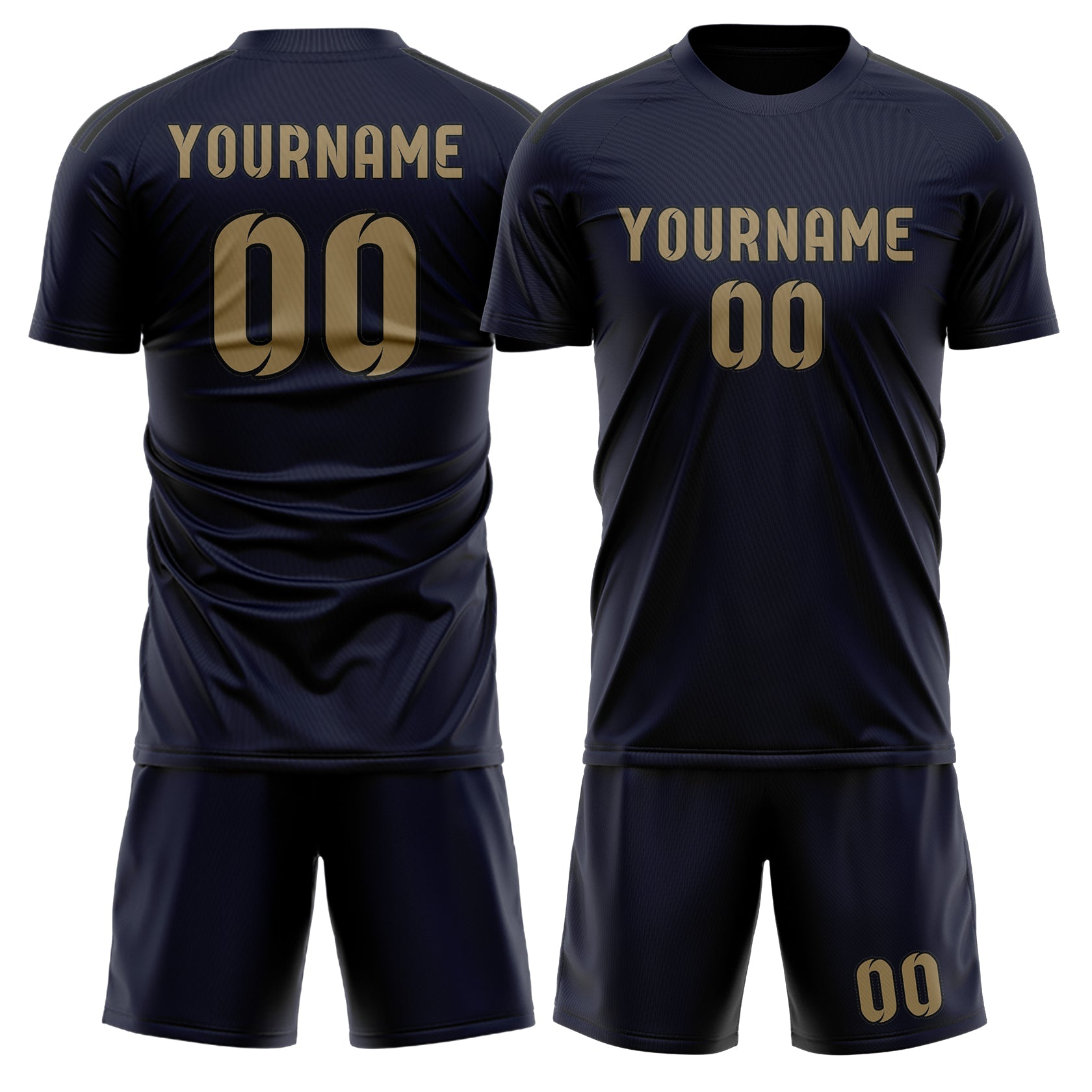 Maßgeschneidertes Professionelles Stahlblau Hellkhaki Fußballtrikot-Set
