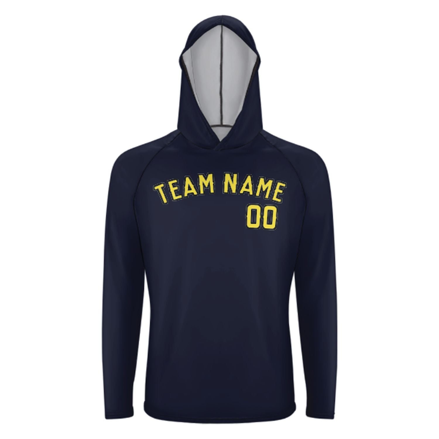 Maßgeschneidertes Stahlblau Blassgelb UV-Hoodie