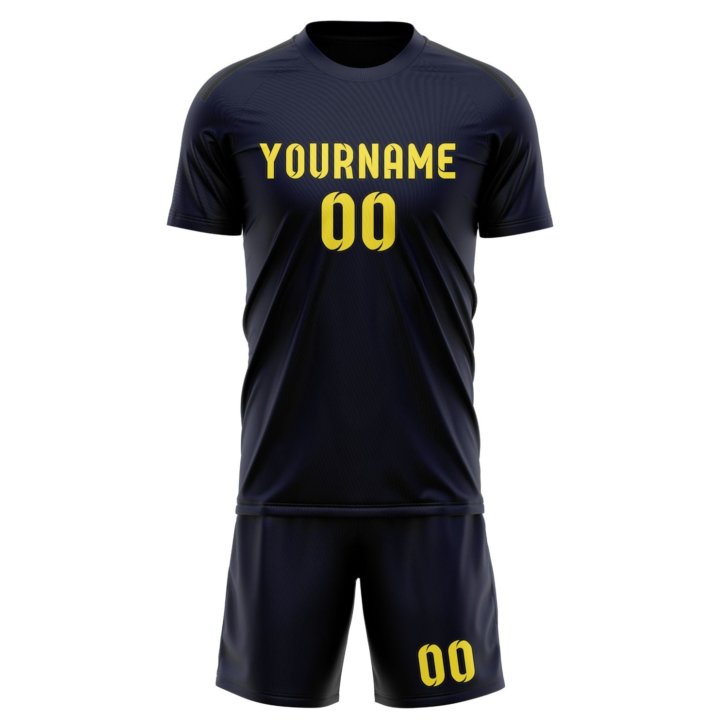 Maßgeschneidertes Professionelles Stahlblau Blassgelb Fußballtrikot-Set