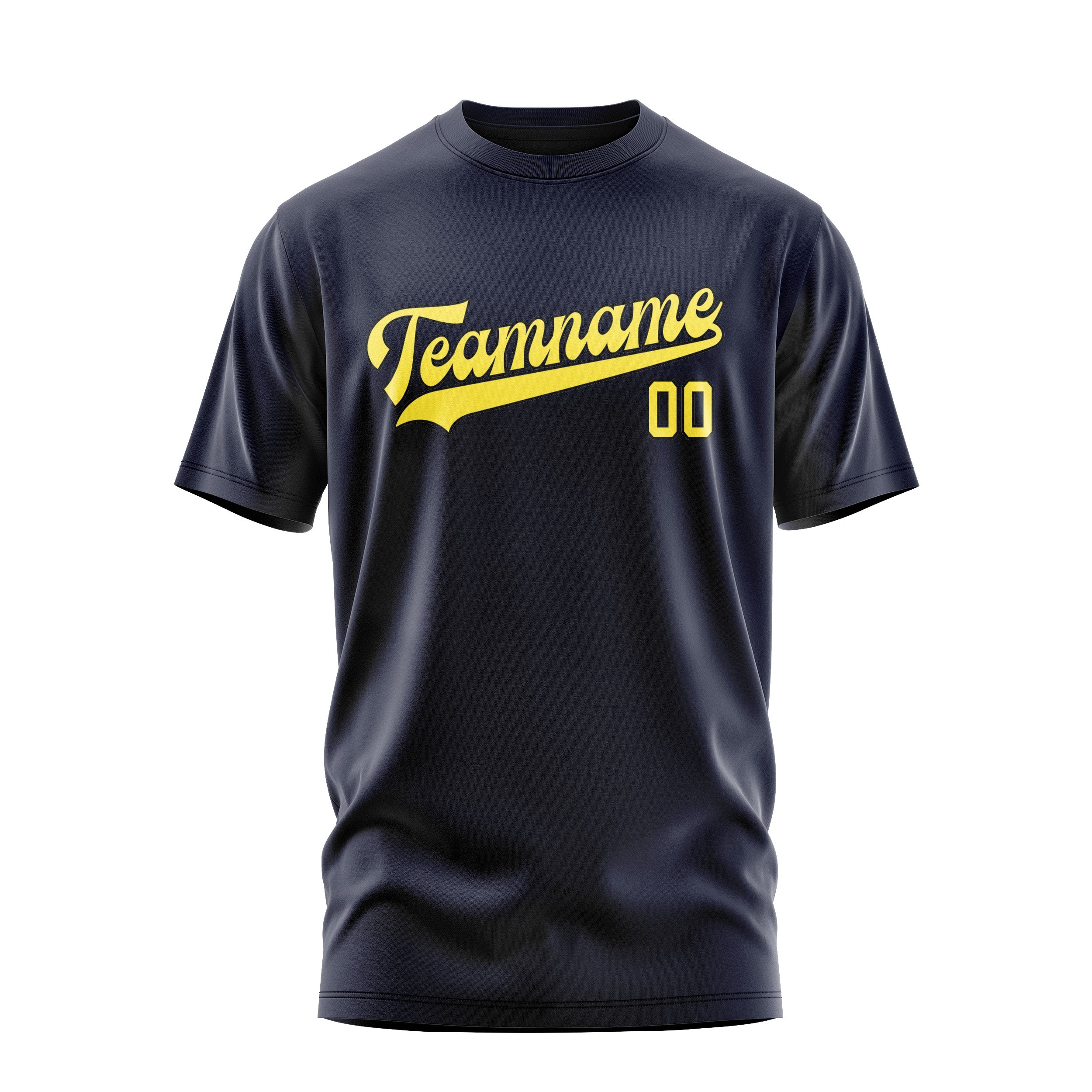 Maßgeschneidertes Stahlblau Blassgelb T-Shirt
