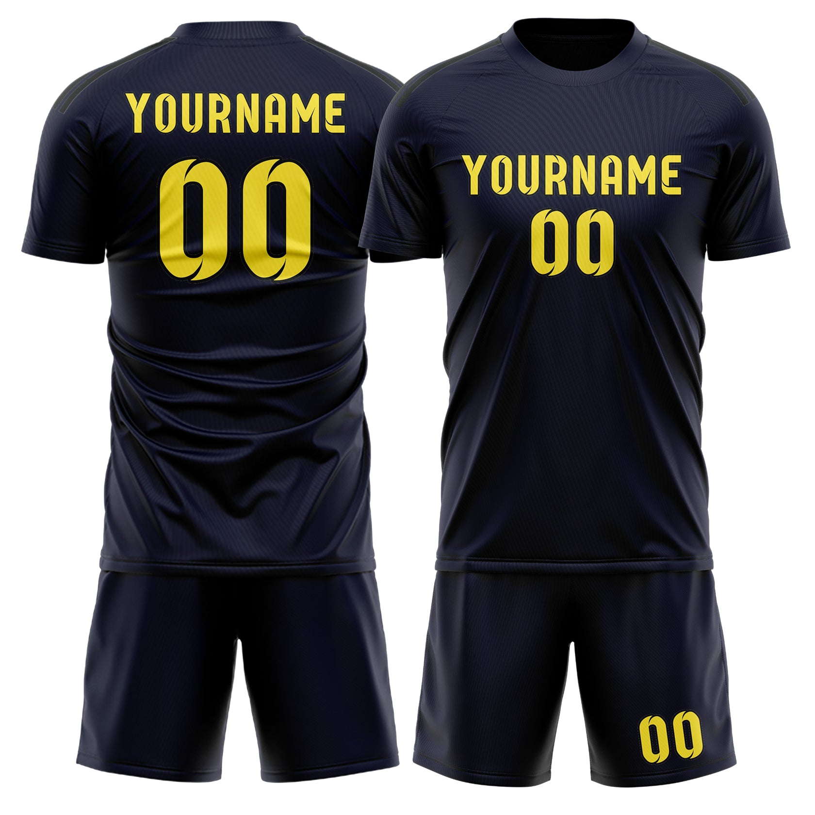 Maßgeschneidertes Professionelles Stahlblau Blassgelb Fußballtrikot-Set