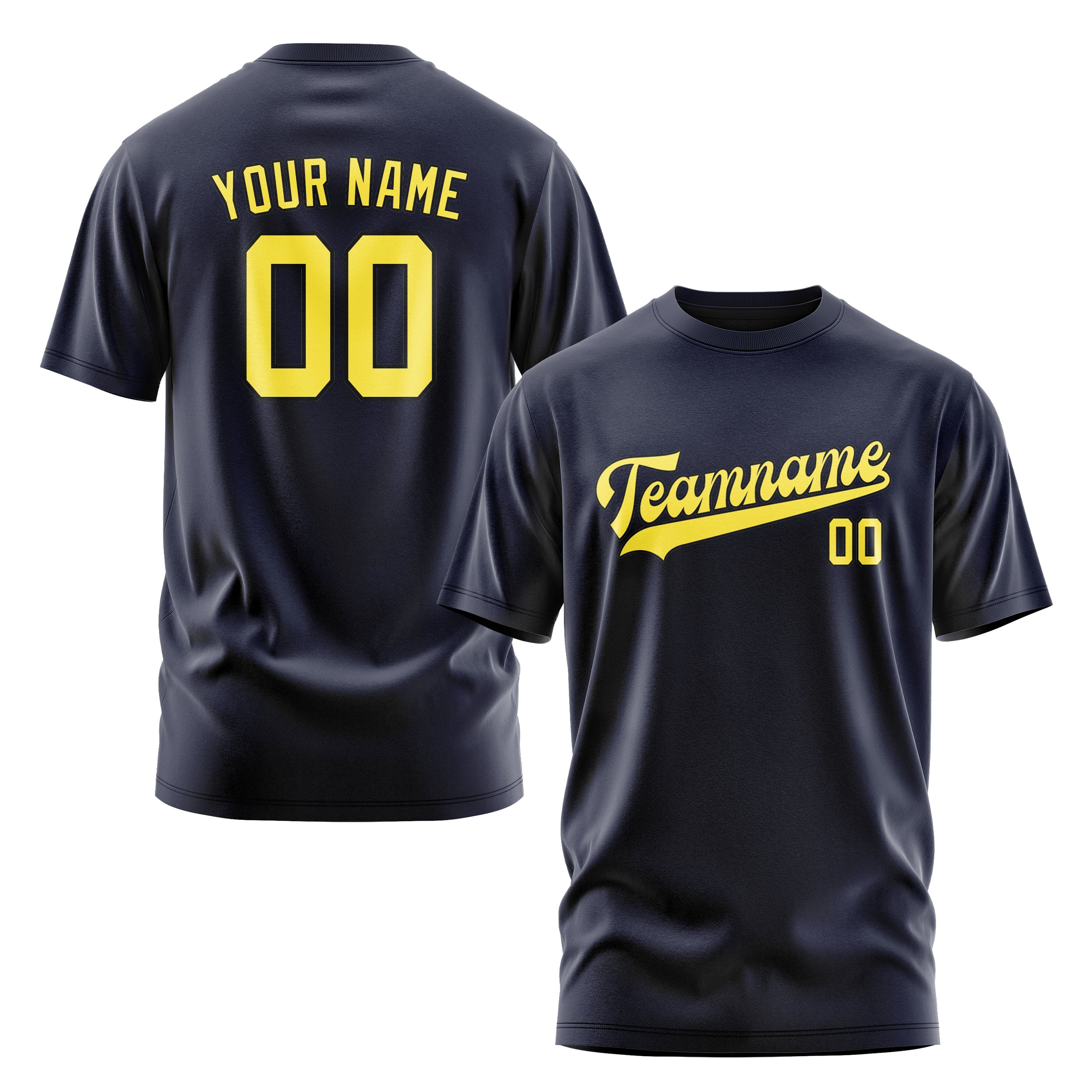 Maßgeschneidertes Stahlblau Blassgelb T-Shirt