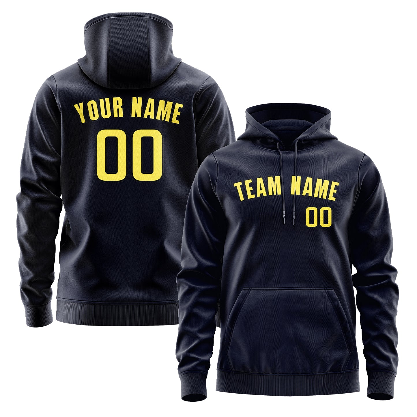 Maßgeschneidertes Stahlblau Blassgelb Hoodie