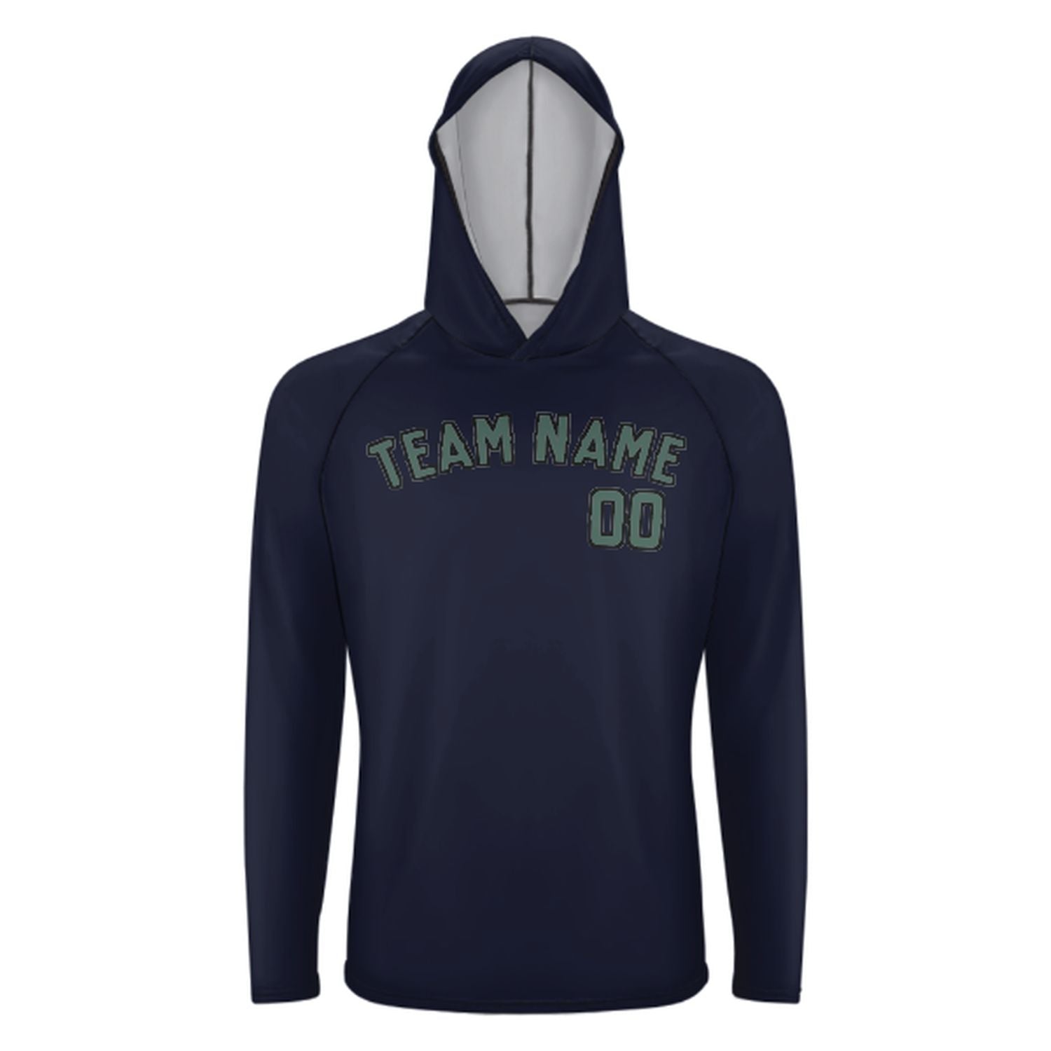 Maßgeschneidertes Stahlblau Blaugrün UV-Hoodie