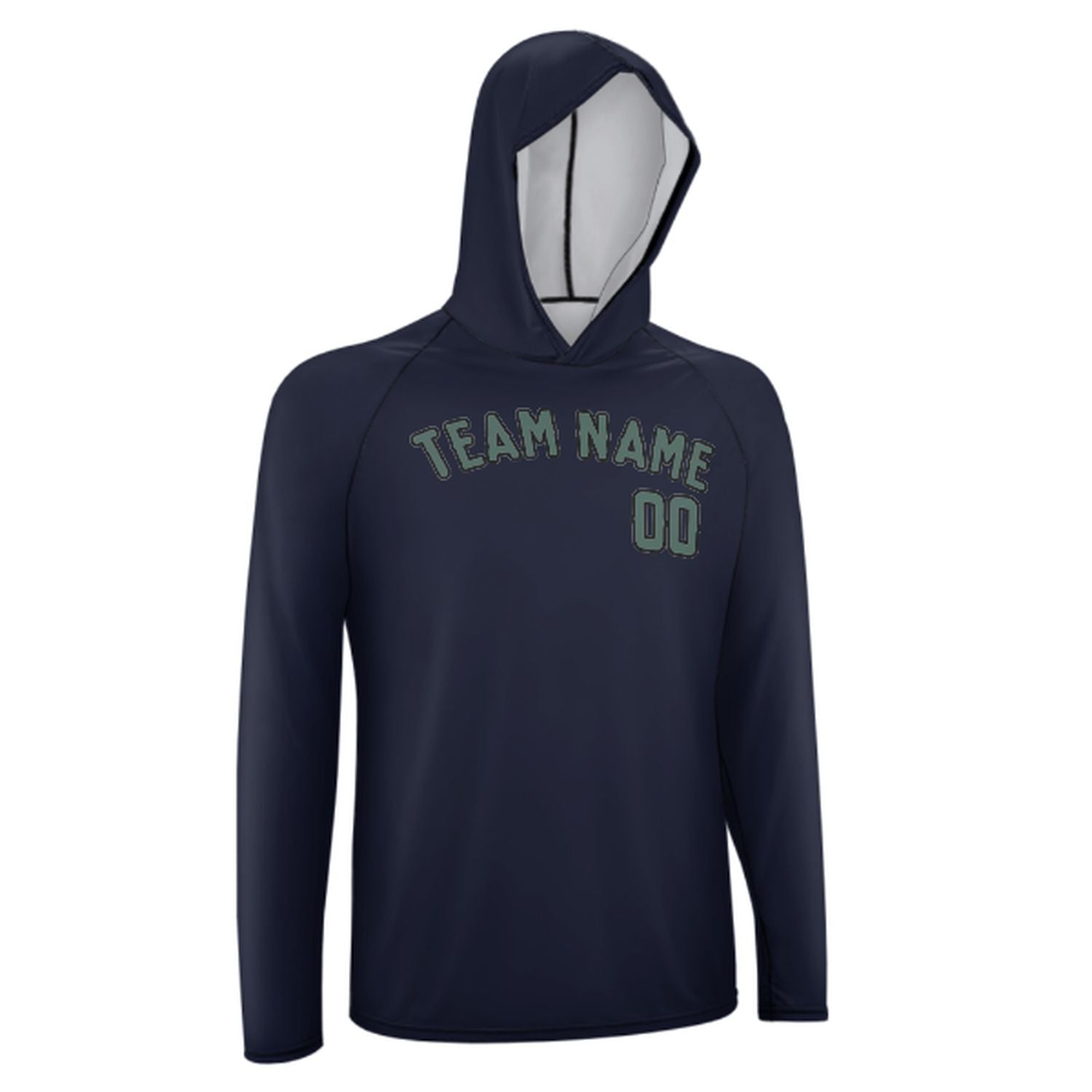 Maßgeschneidertes Stahlblau Blaugrün UV-Hoodie