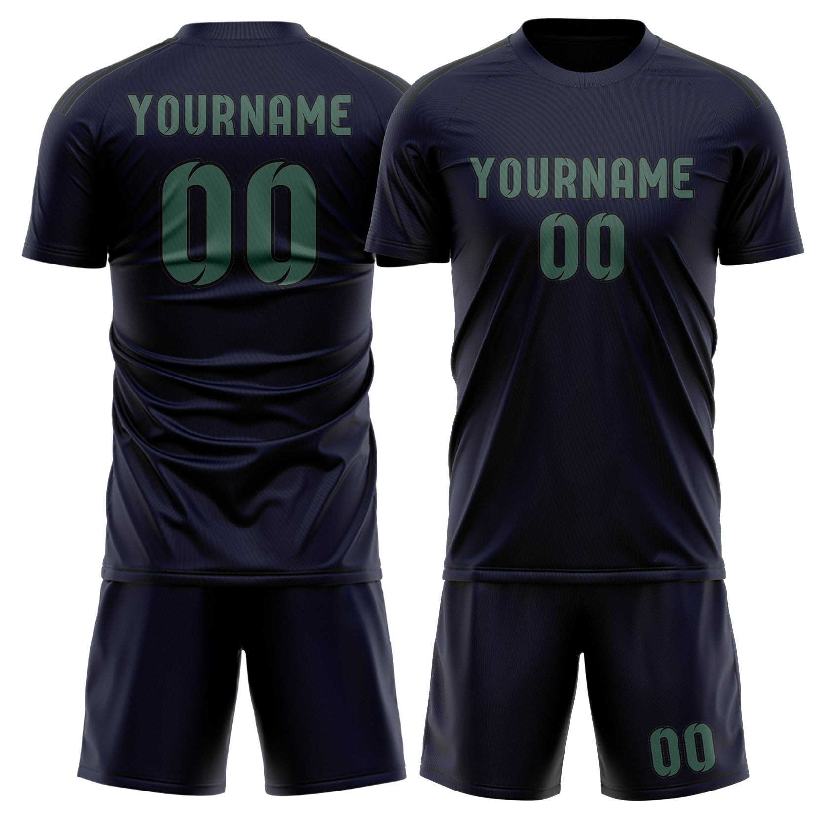 Maßgeschneidertes Professionelles Stahlblau Blaugrün Fußballtrikot-Set