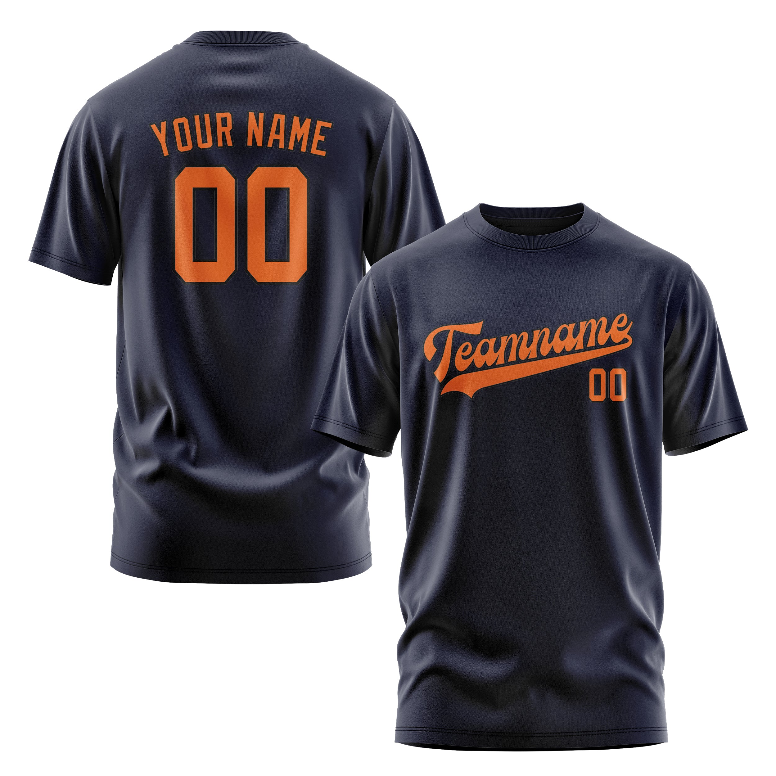 Maßgeschneidertes Stahlblau Orange T-Shirt
