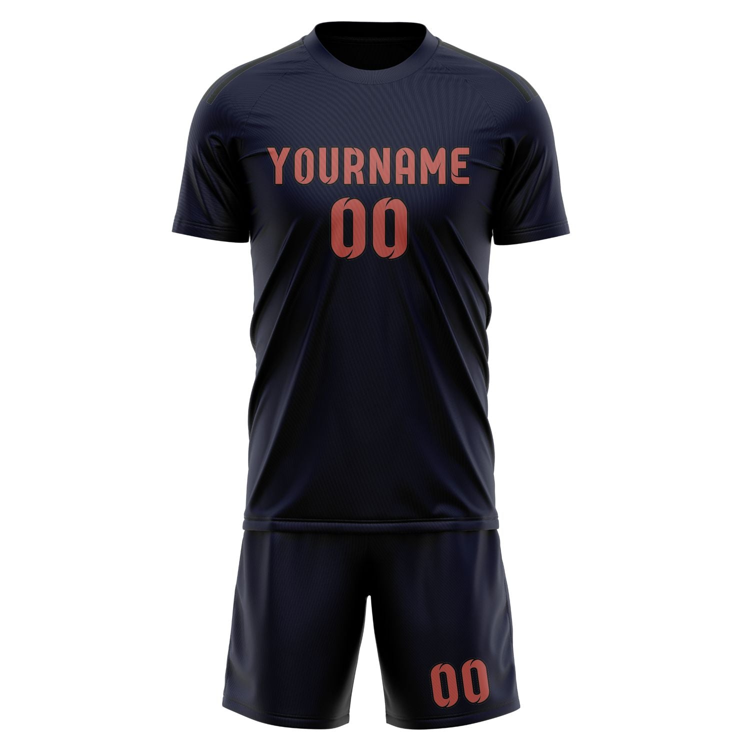 Maßgeschneidertes Professionelles Stahlblau Kupferrose Fußballtrikot-Set