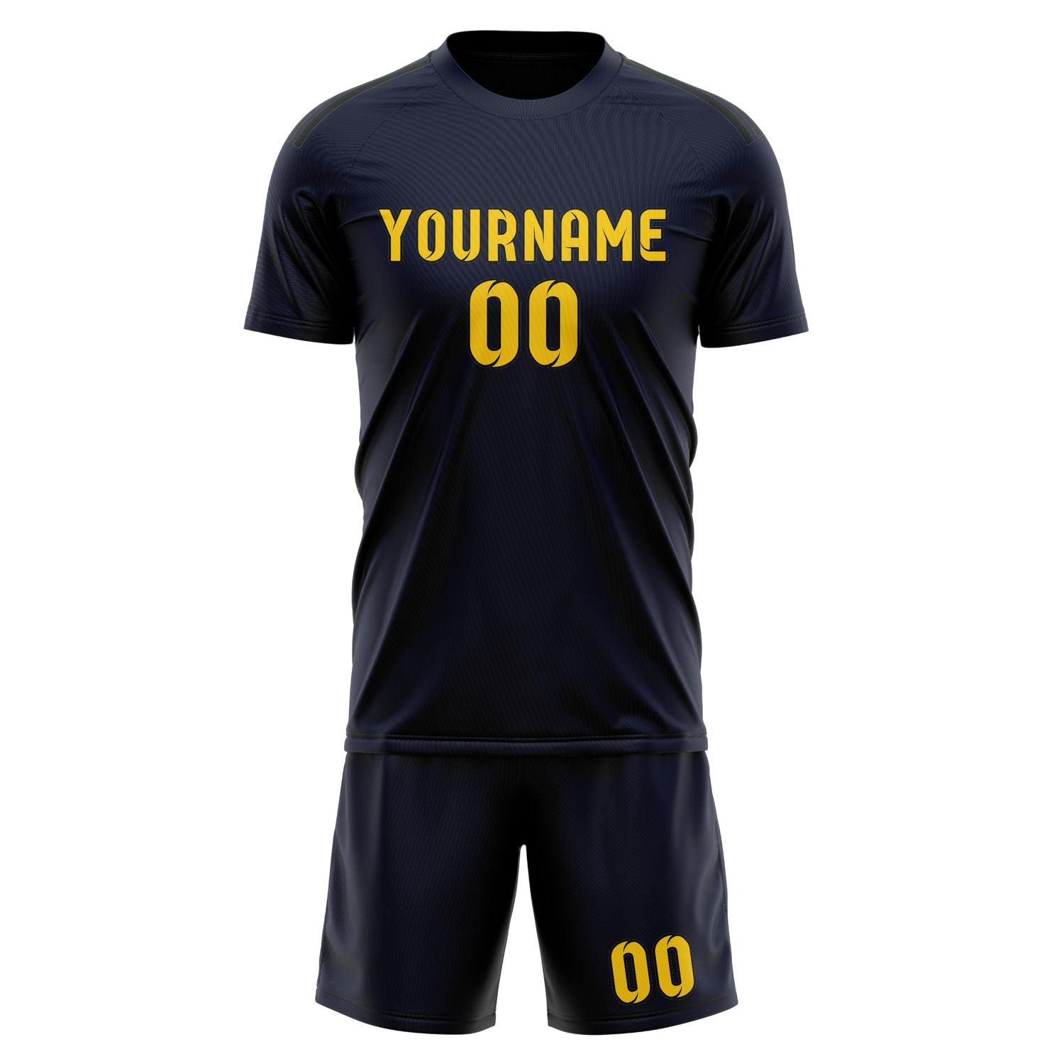 Maßgeschneidertes Professionelles Stahlblau Gold Fußballtrikot-Set