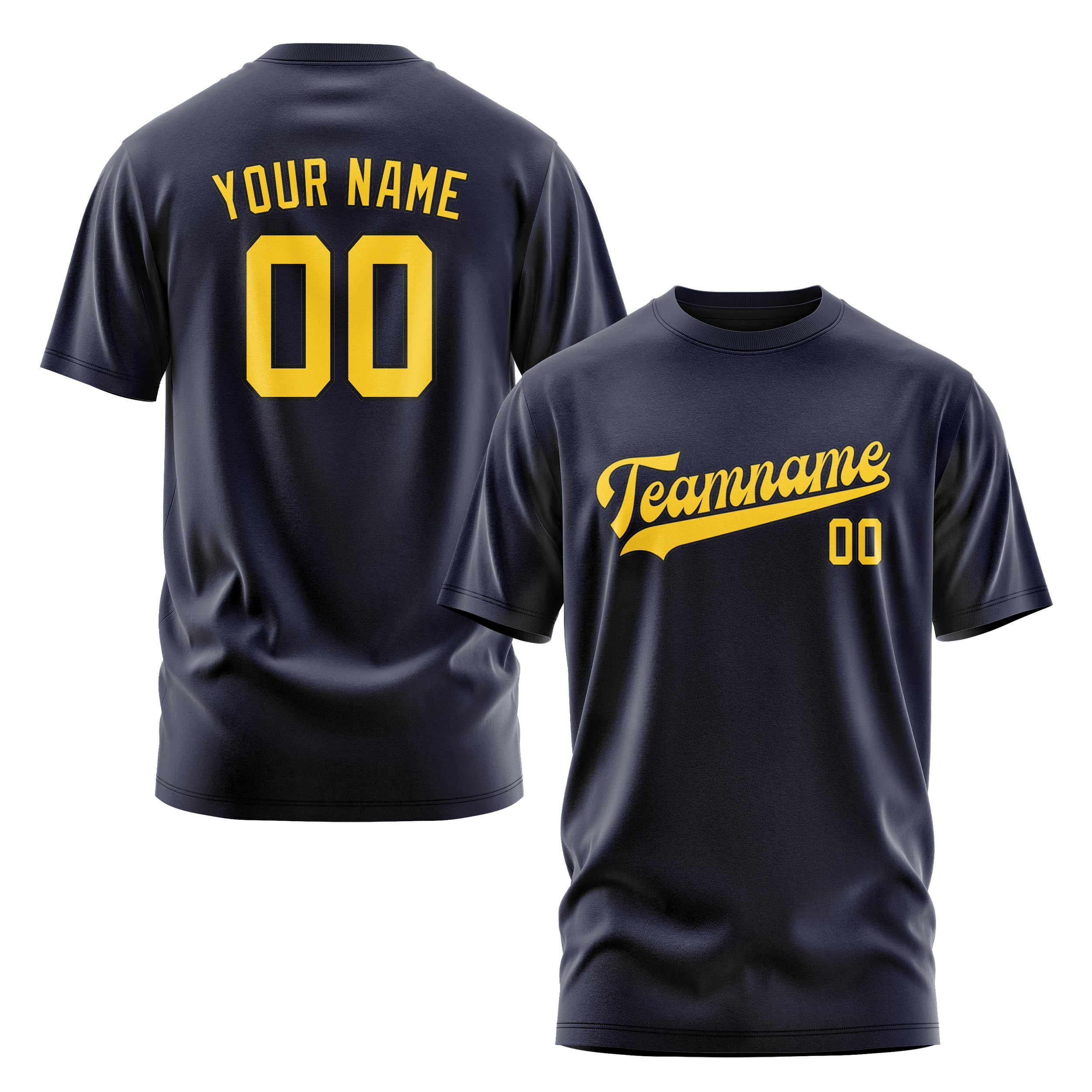 Maßgeschneidertes Stahlblau Gold T-Shirt