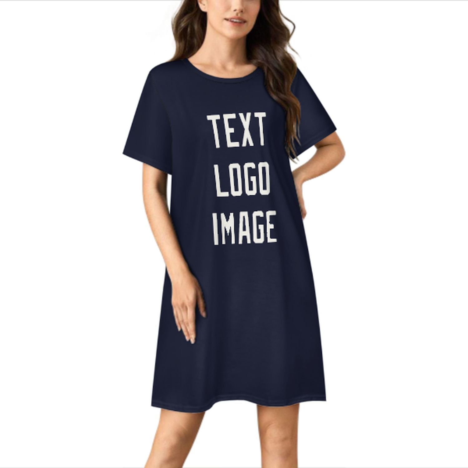 Camicia da notte su misura blu acciaio bianca