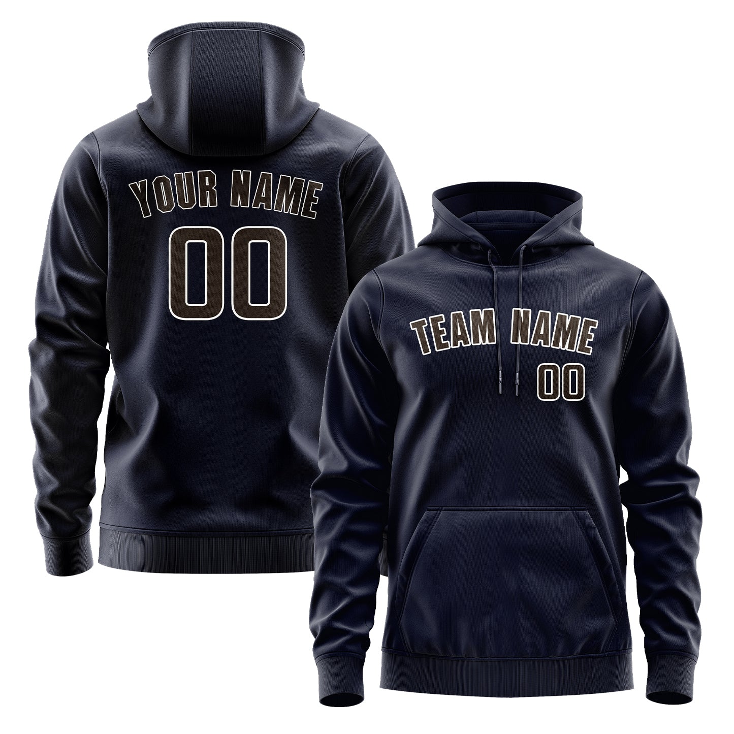 Maßgeschneidertes Stahlblau Braun Hoodie