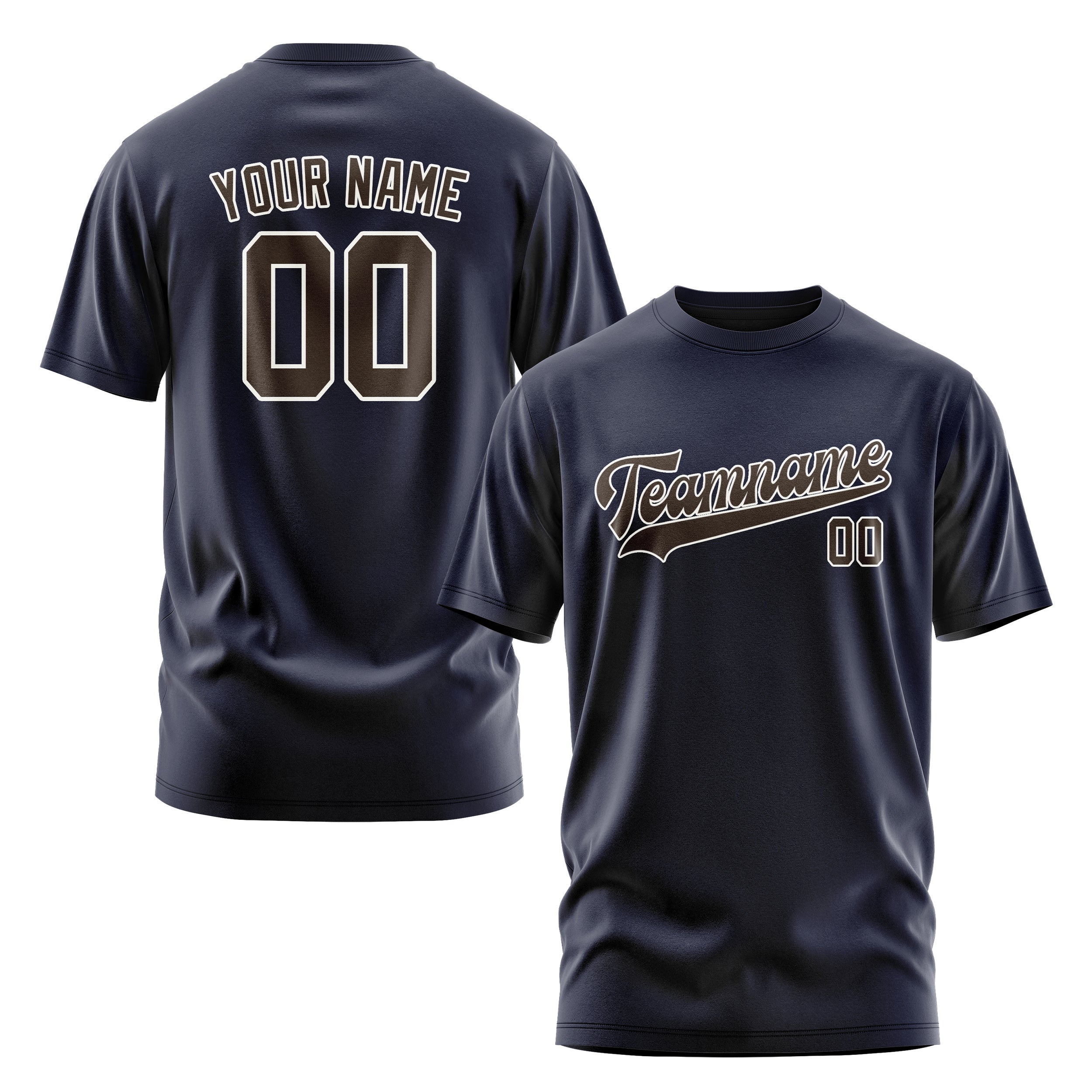 Maßgeschneidertes Stahlblau Braun T-Shirt