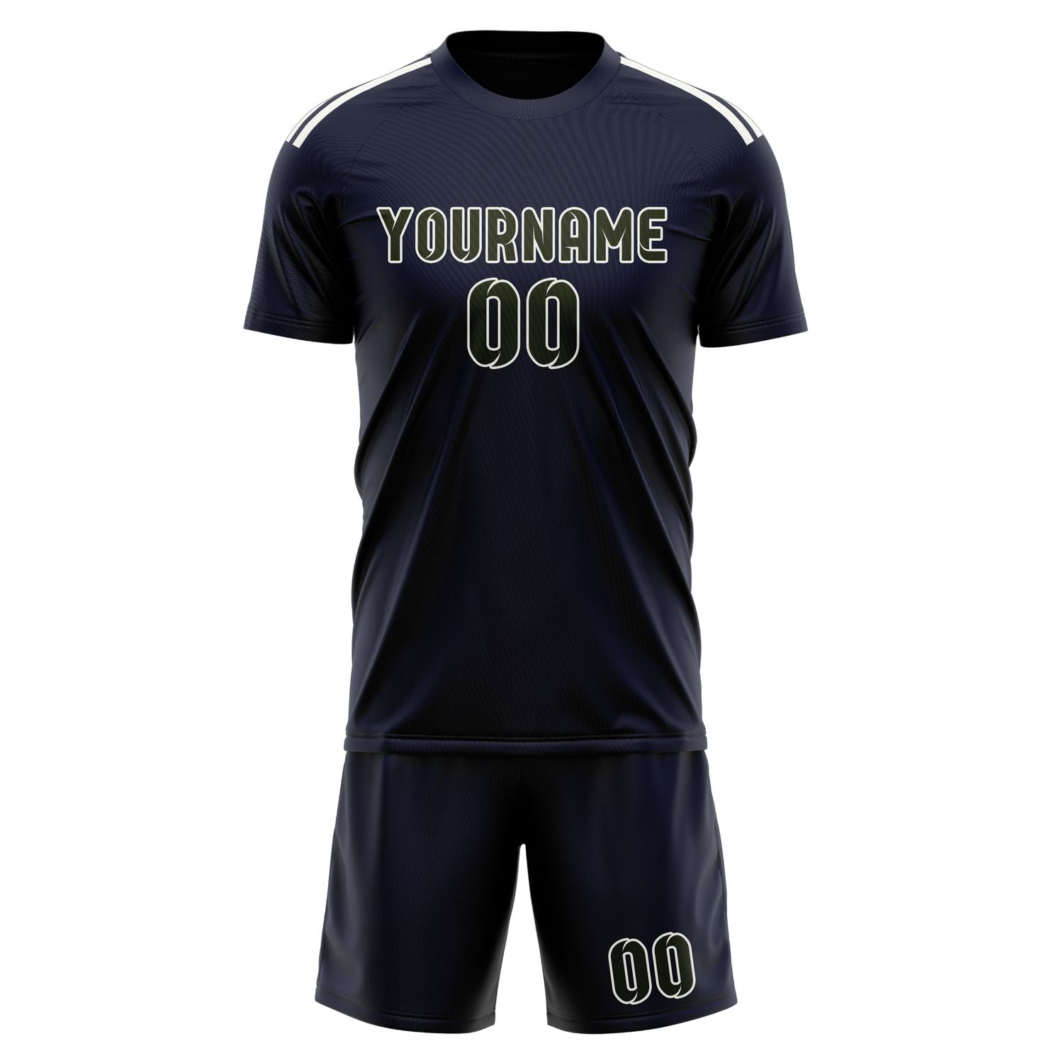 Maßgeschneidertes Professionelles Stahlblau Dunkles Oliv Fußballtrikot-Set