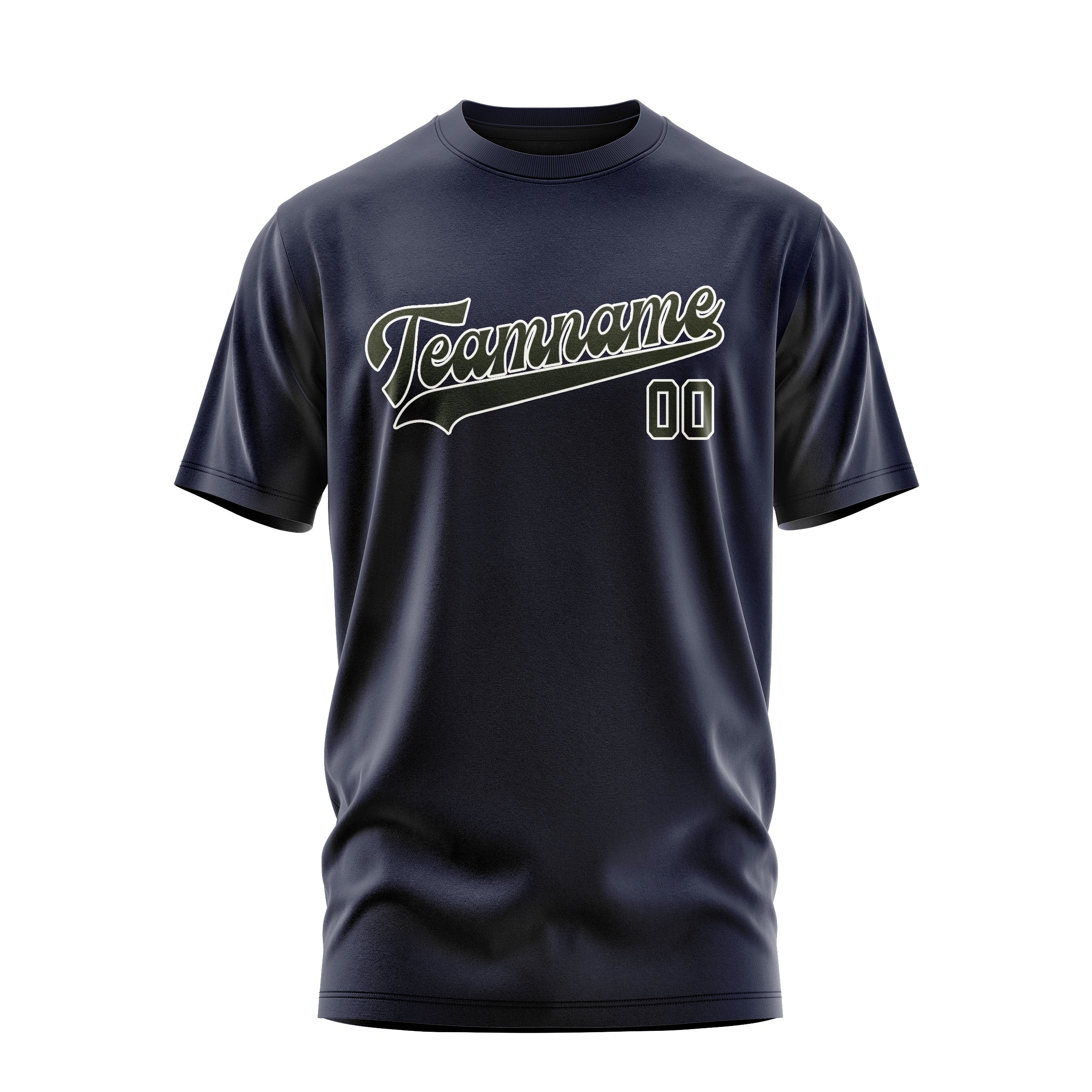 Maßgeschneidertes Stahlblau Dunkles Oliv T-Shirt