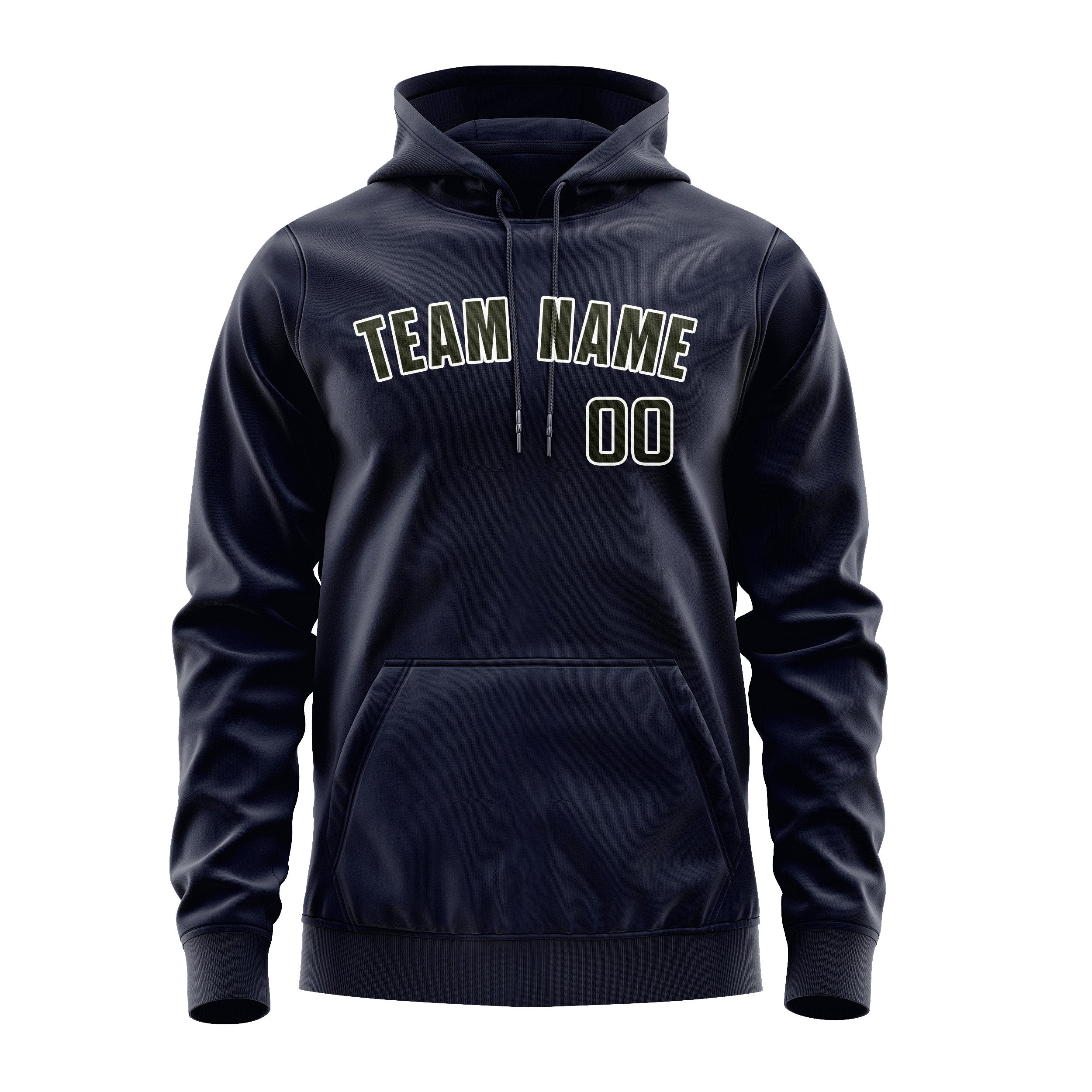 Maßgeschneidertes Stahlblau Dunkles Oliv Hoodie