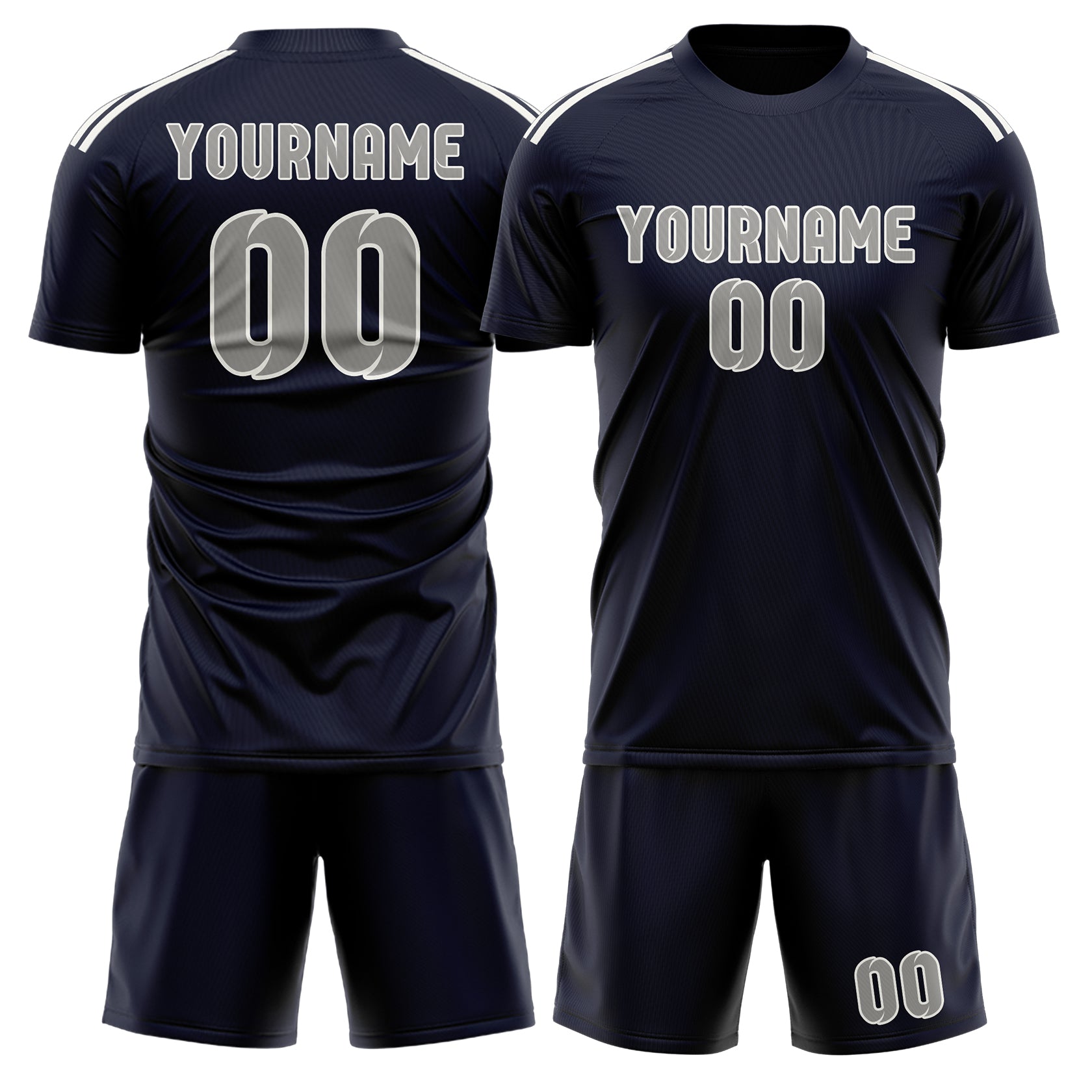 Maßgeschneidertes Professionelles Stahlblau Grau Fußballtrikot-Set