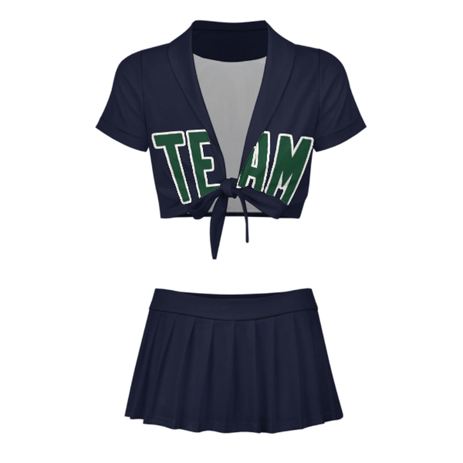 Maßgeschneidertes Stahlblau Moosgrün Cheerleader Outfit Set