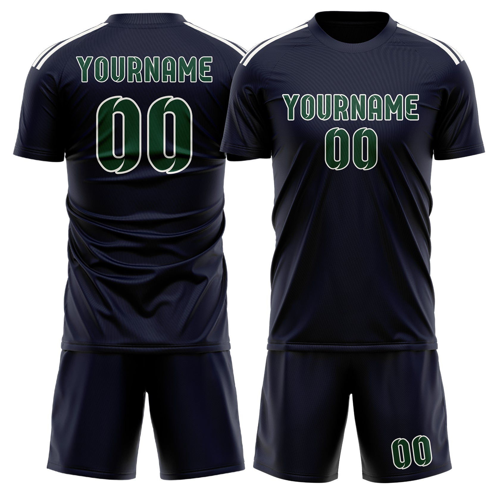Maßgeschneidertes Professionelles Stahlblau Moosgrün Fußballtrikot-Set
