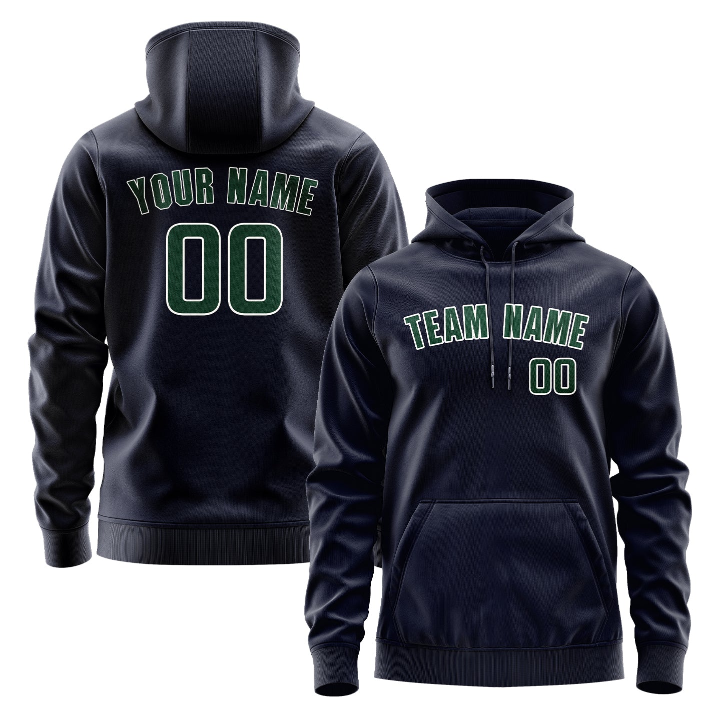 Maßgeschneidertes Stahlblau Moosgrün Hoodie