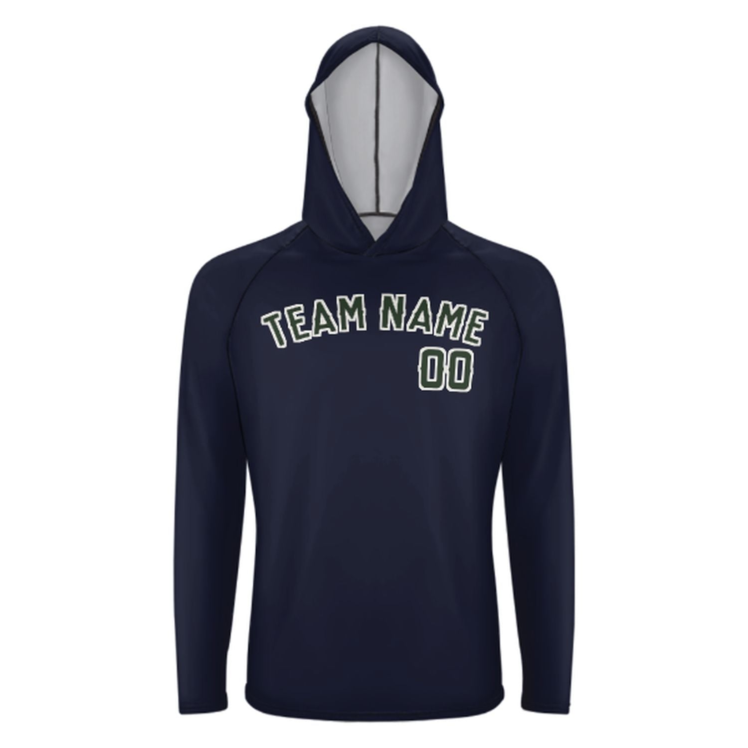 Maßgeschneidertes Stahlblau Tannengrün UV-Hoodie