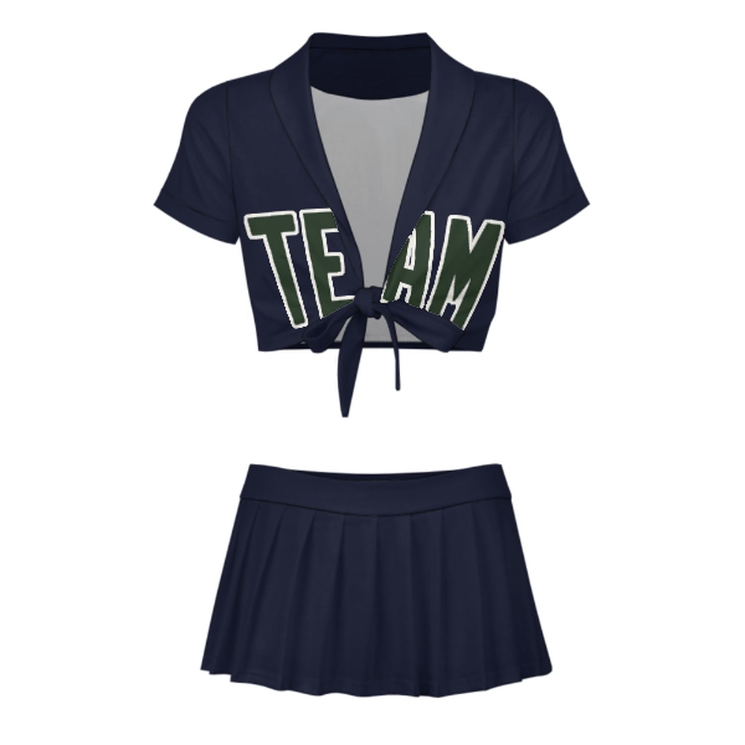 Maßgeschneidertes Stahlblau Tannengrün Cheerleader Outfit Set