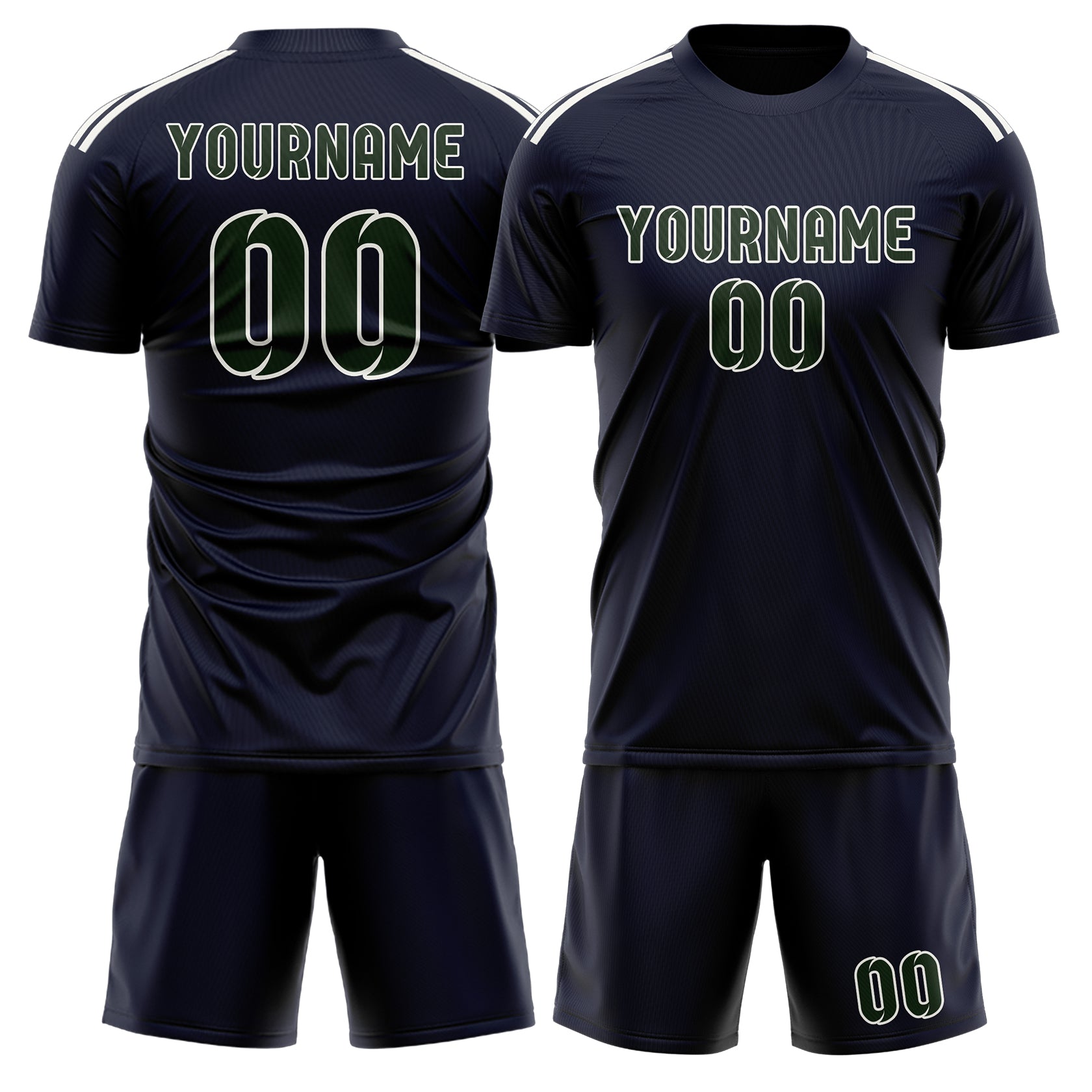 Maßgeschneidertes Professionelles Stahlblau Tannengrün Fußballtrikot-Set