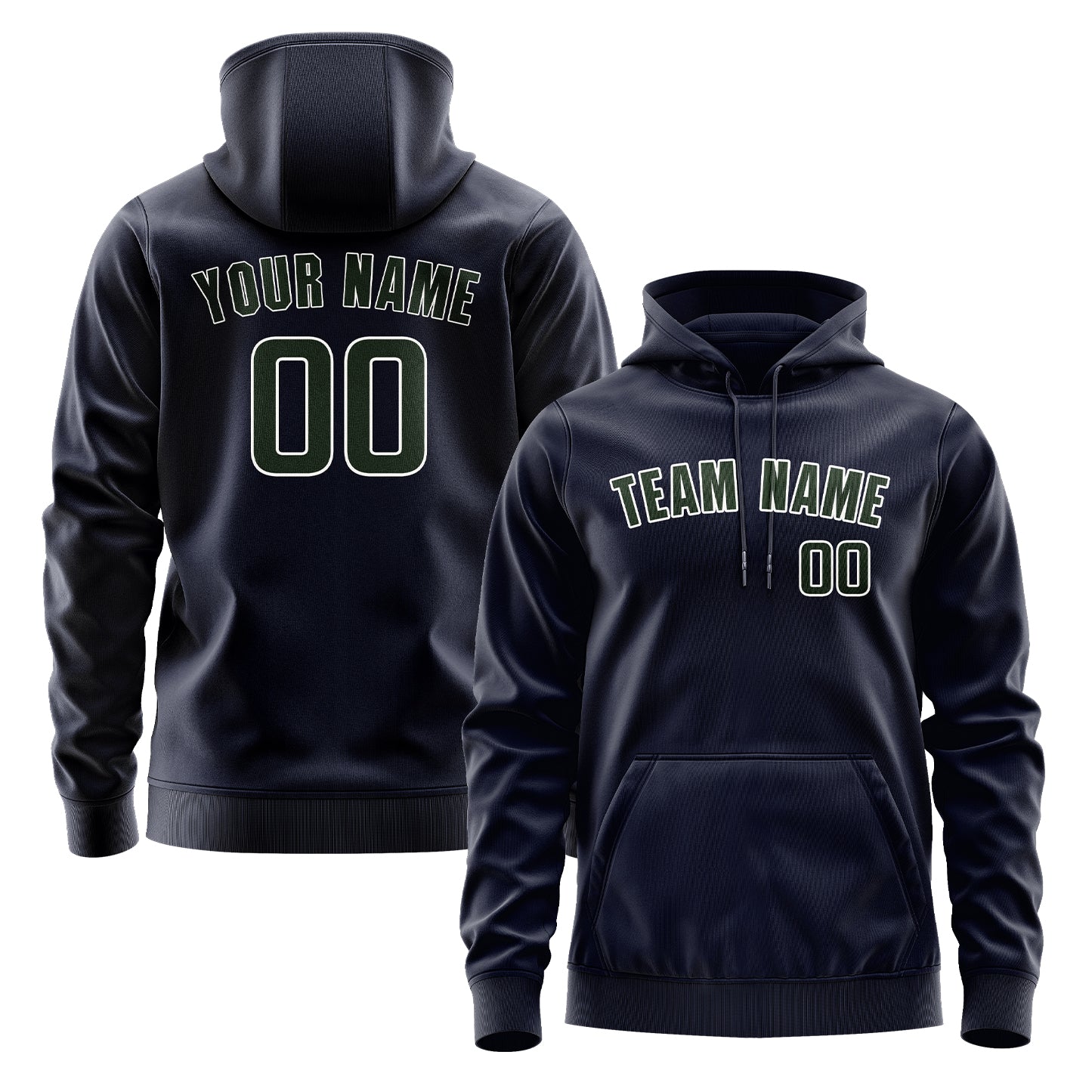 Maßgeschneidertes Stahlblau Tannengrün Hoodie