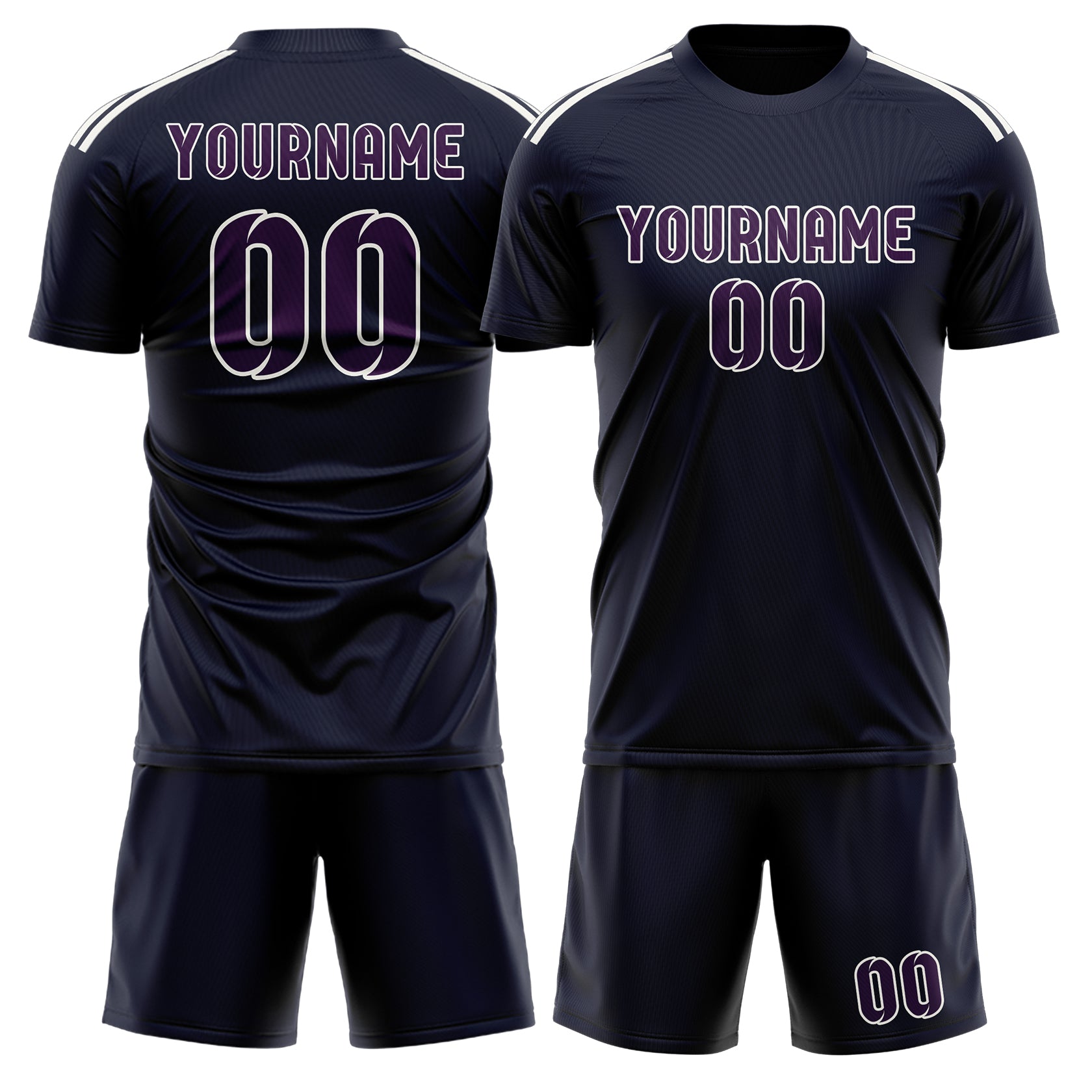 Maßgeschneidertes Professionelles Stahlblau Lila Fußballtrikot-Set