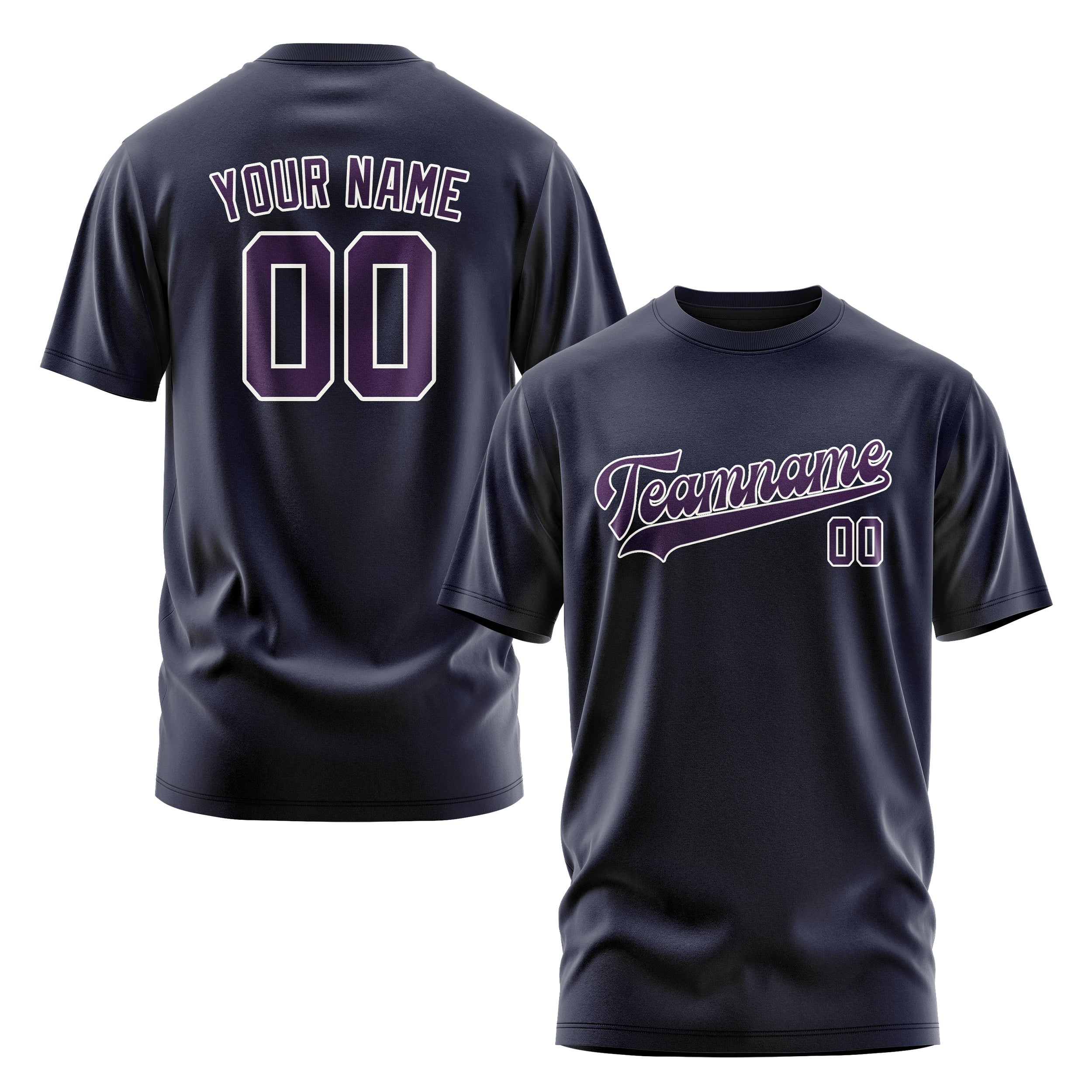 Maßgeschneidertes Stahlblau Lila T-Shirt