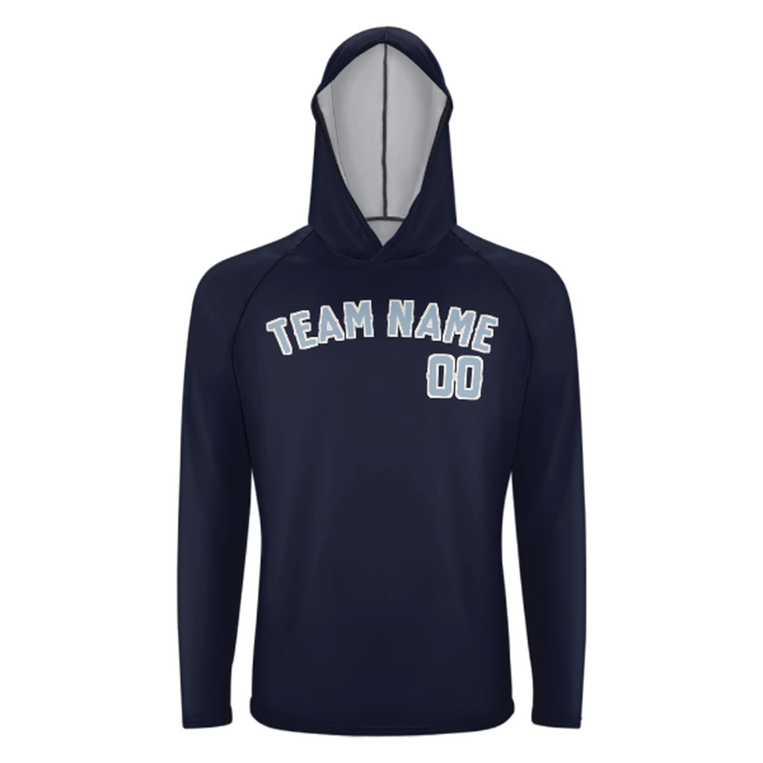 Maßgeschneidertes Stahlblau Hellblau UV-Hoodie