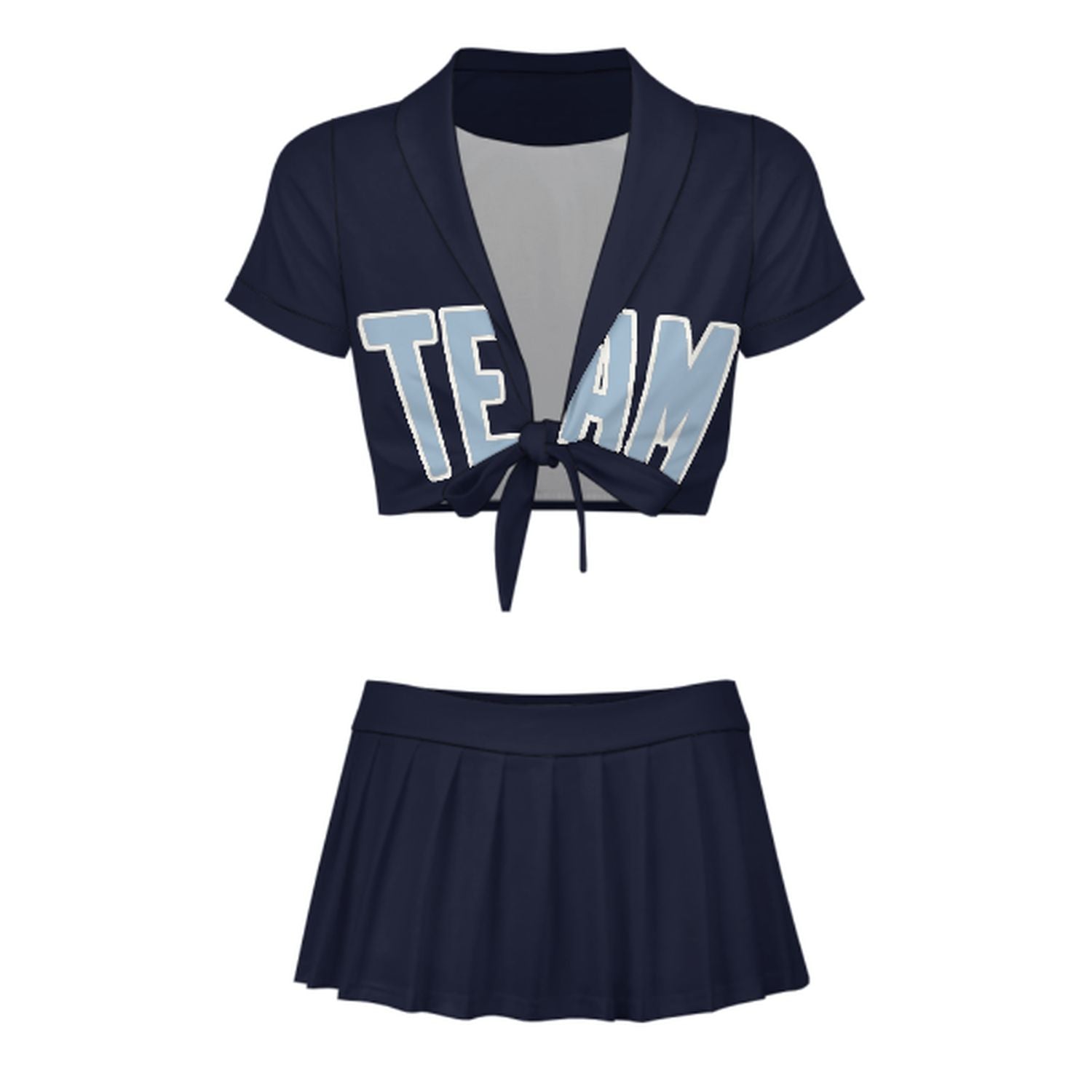 Maßgeschneidertes Stahlblau Hellblau Cheerleader Outfit Set