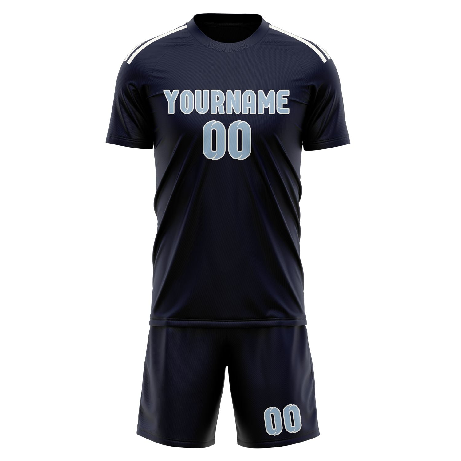 Maßgeschneidertes Professionelles Stahlblau Hellblau Fußballtrikot-Set