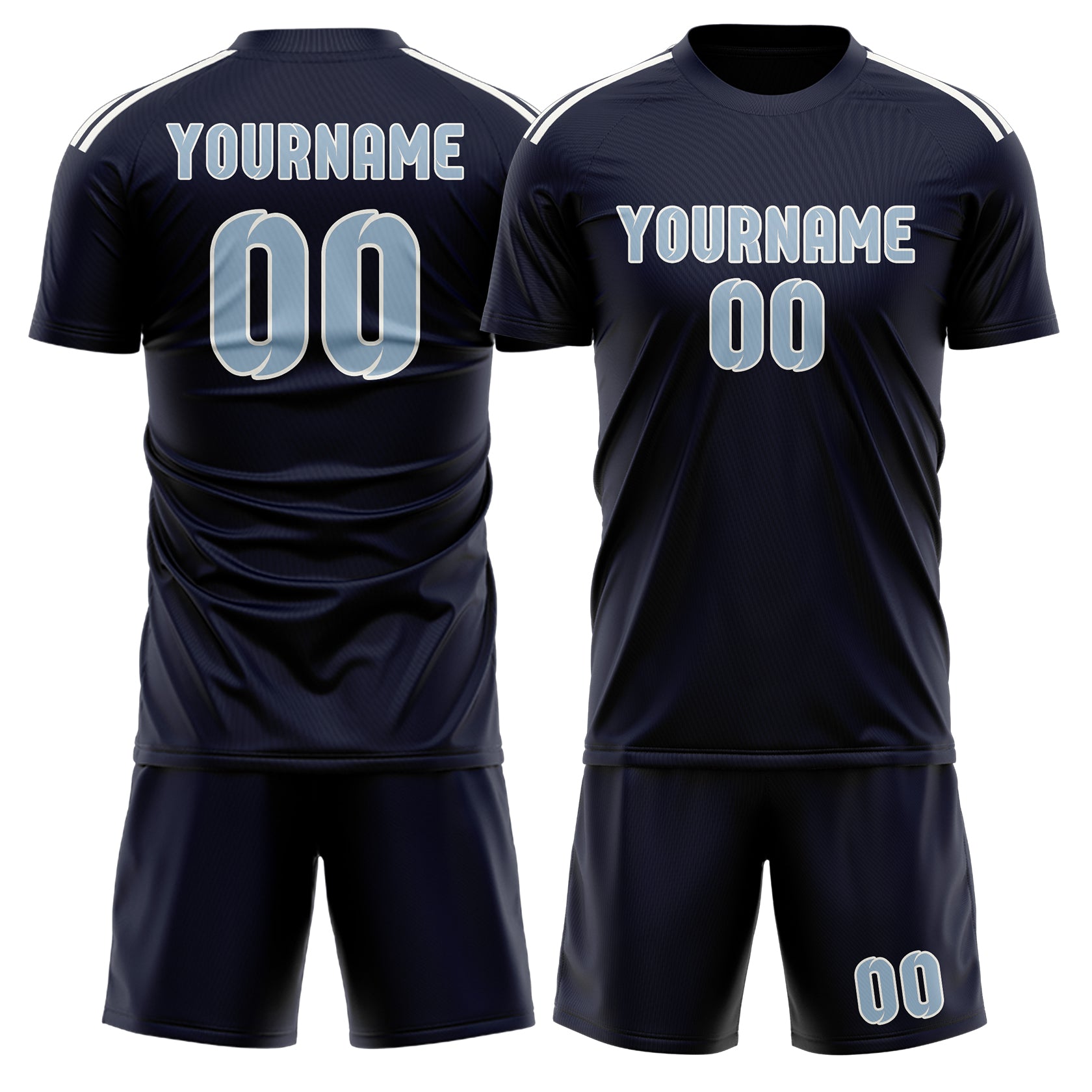 Maßgeschneidertes Professionelles Stahlblau Hellblau Fußballtrikot-Set