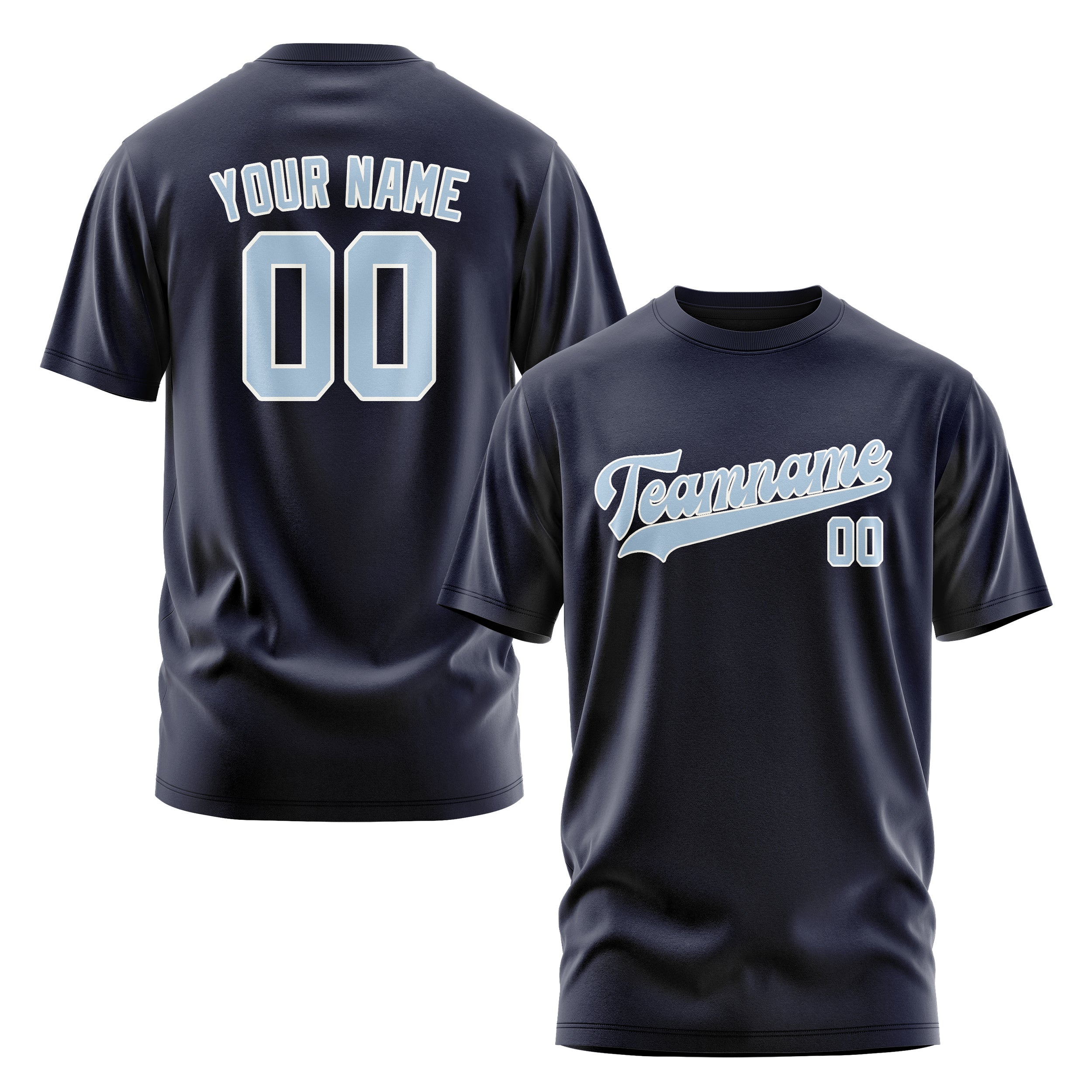 Maßgeschneidertes Stahlblau Hellblau T-Shirt