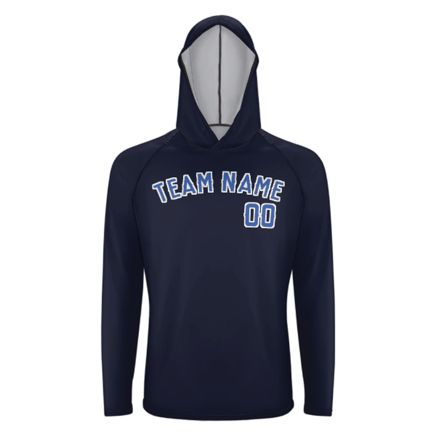 Maßgeschneidertes Stahlblau Himmelblau UV-Hoodie