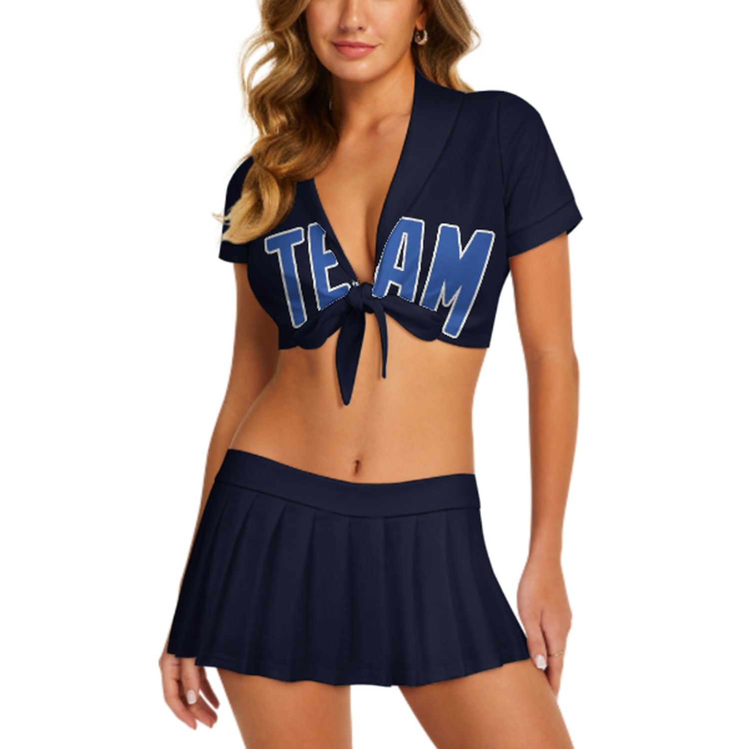 Maßgeschneidertes Stahlblau Himmelblau Cheerleader Outfit Set