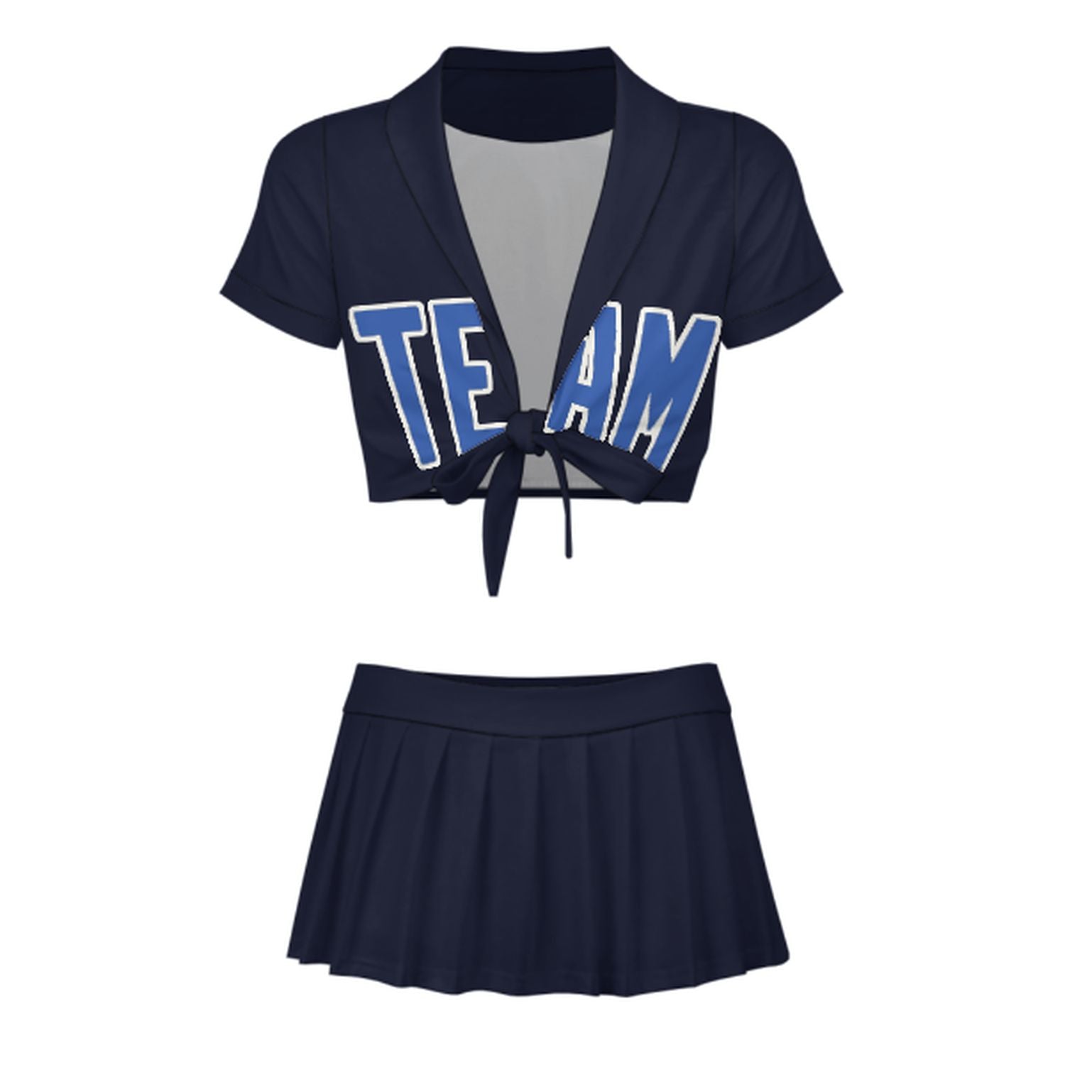 Maßgeschneidertes Stahlblau Himmelblau Cheerleader Outfit Set