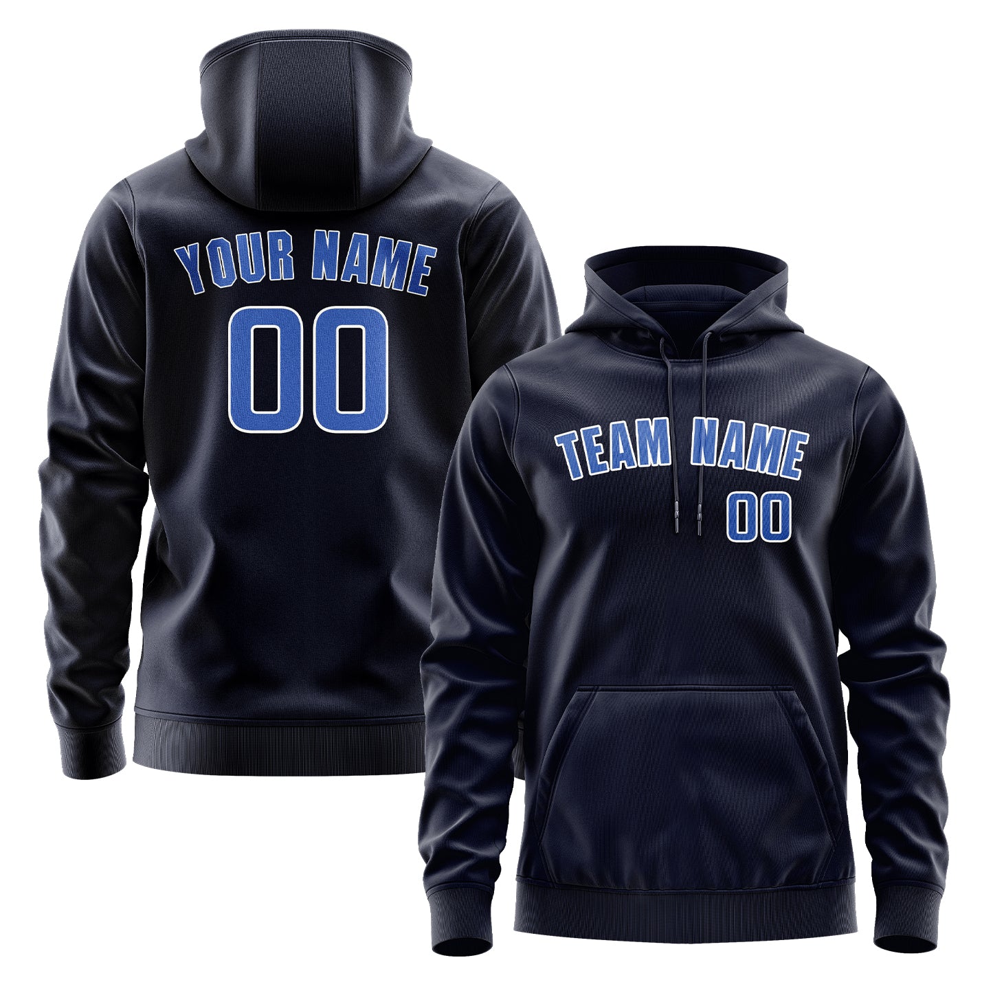 Maßgeschneidertes Stahlblau Himmelblau Hoodie