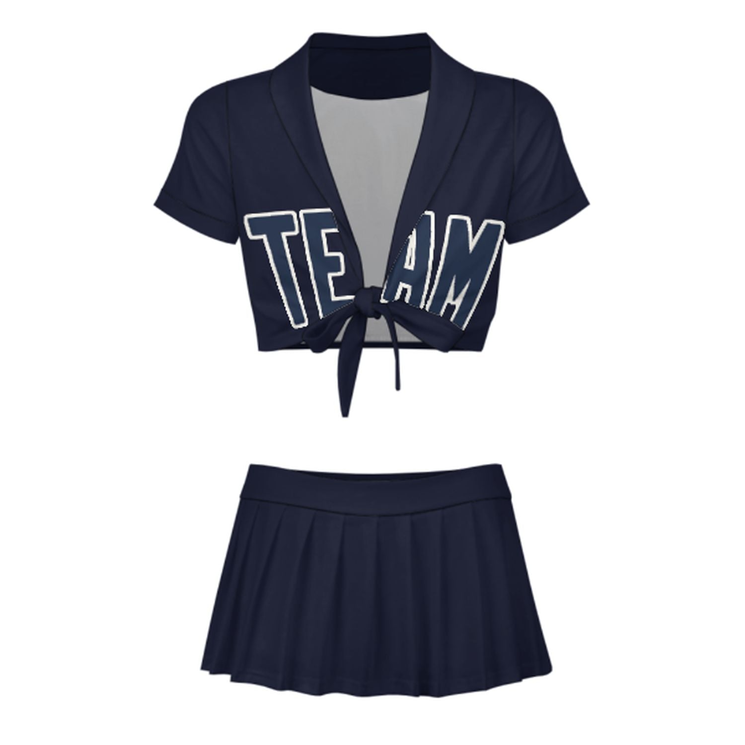 Maßgeschneidertes Stahlblau Marineblau Cheerleader Outfit Set