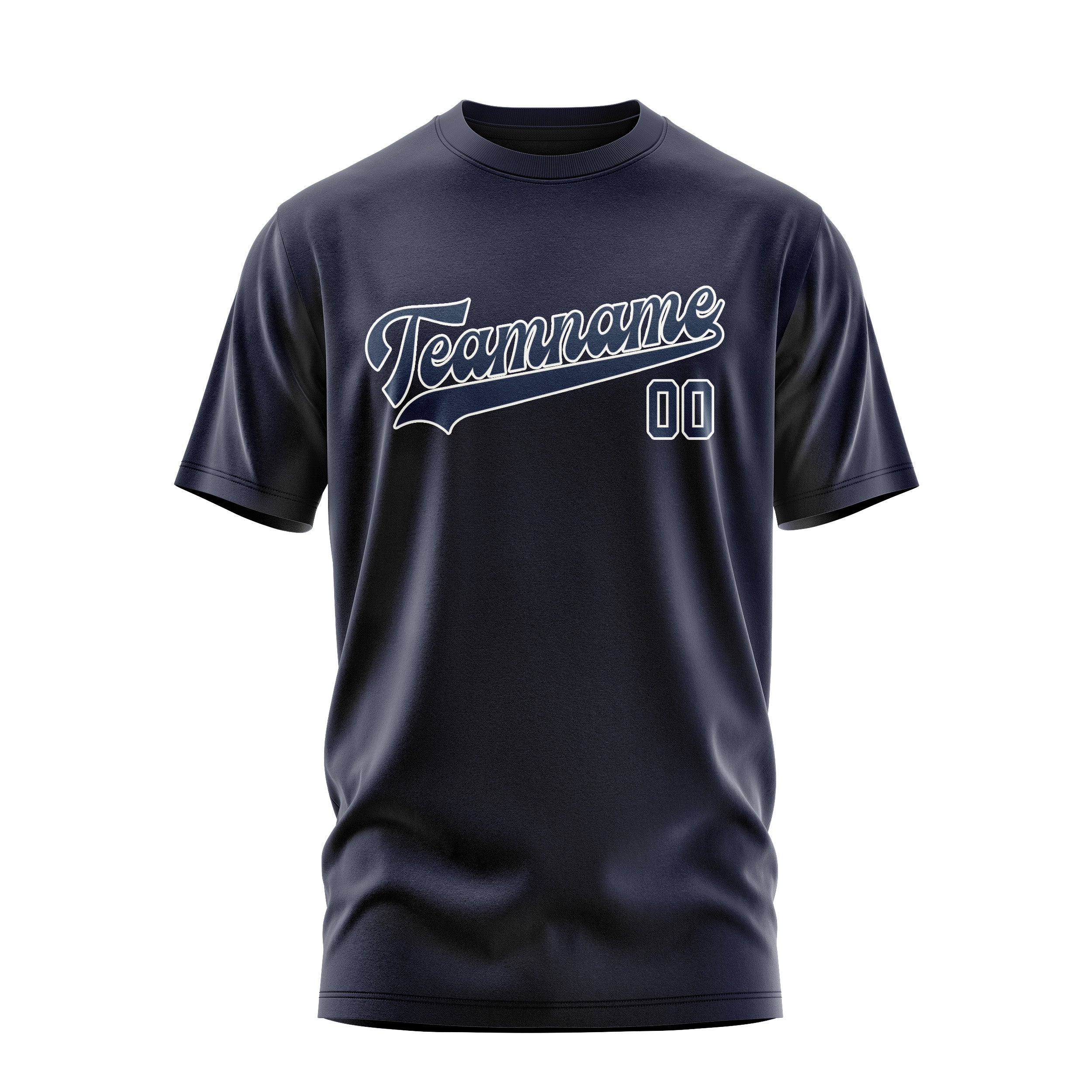Maßgeschneidertes Stahlblau Marineblau T-Shirt